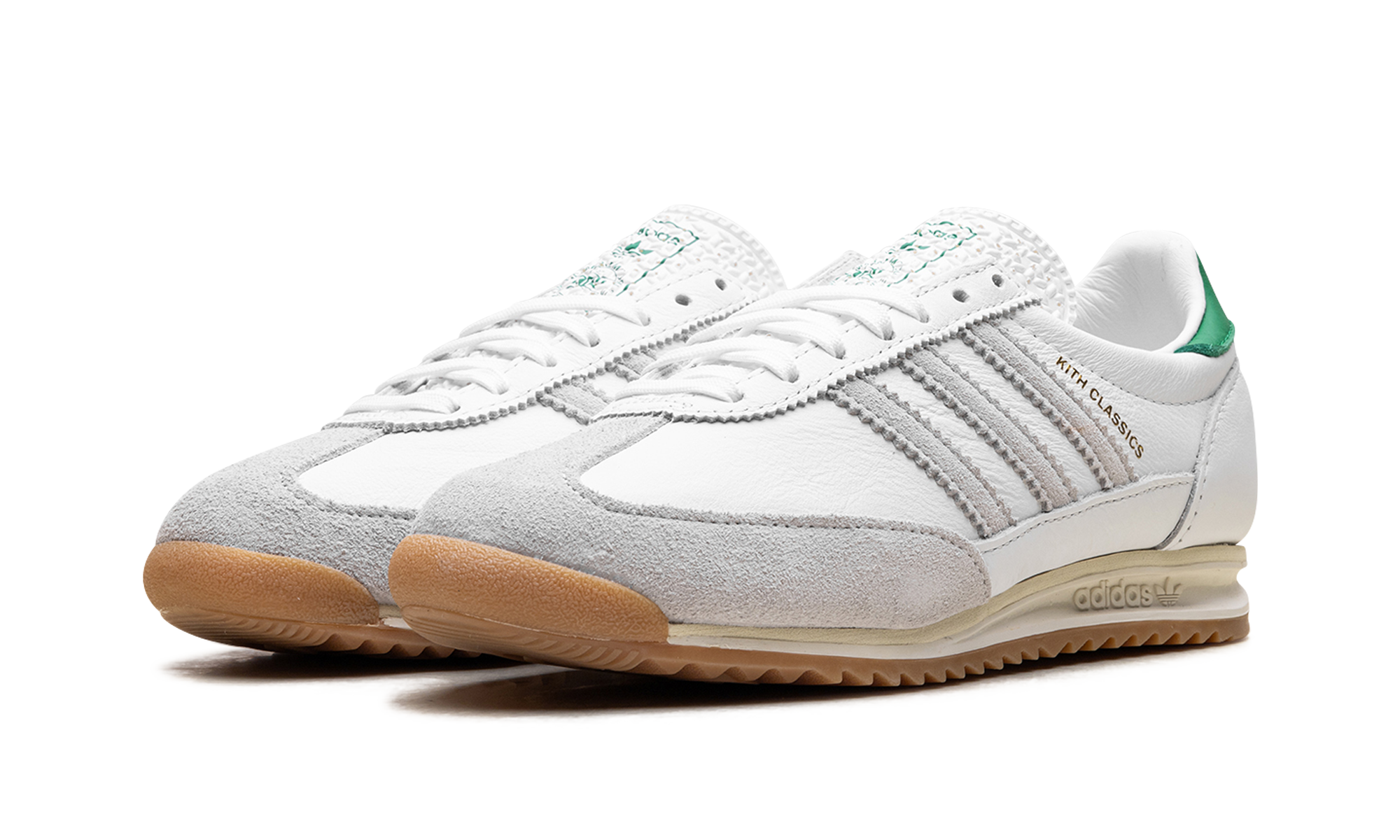 adidas sl 72 kith classics white green+JP8435+diagnol left view