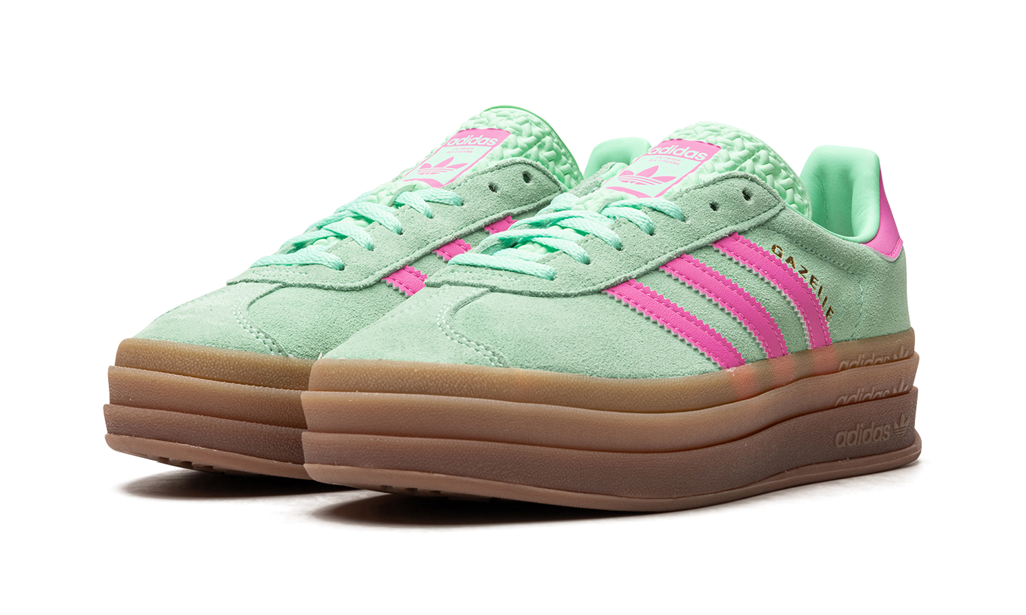 adidas gazelle bold pulse mint pink women s+H06125+diagnol left view