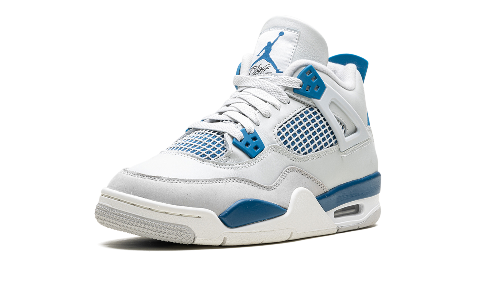 jordan 4 retro military blue 2024 gs+HF4281-141+left diagnol single view