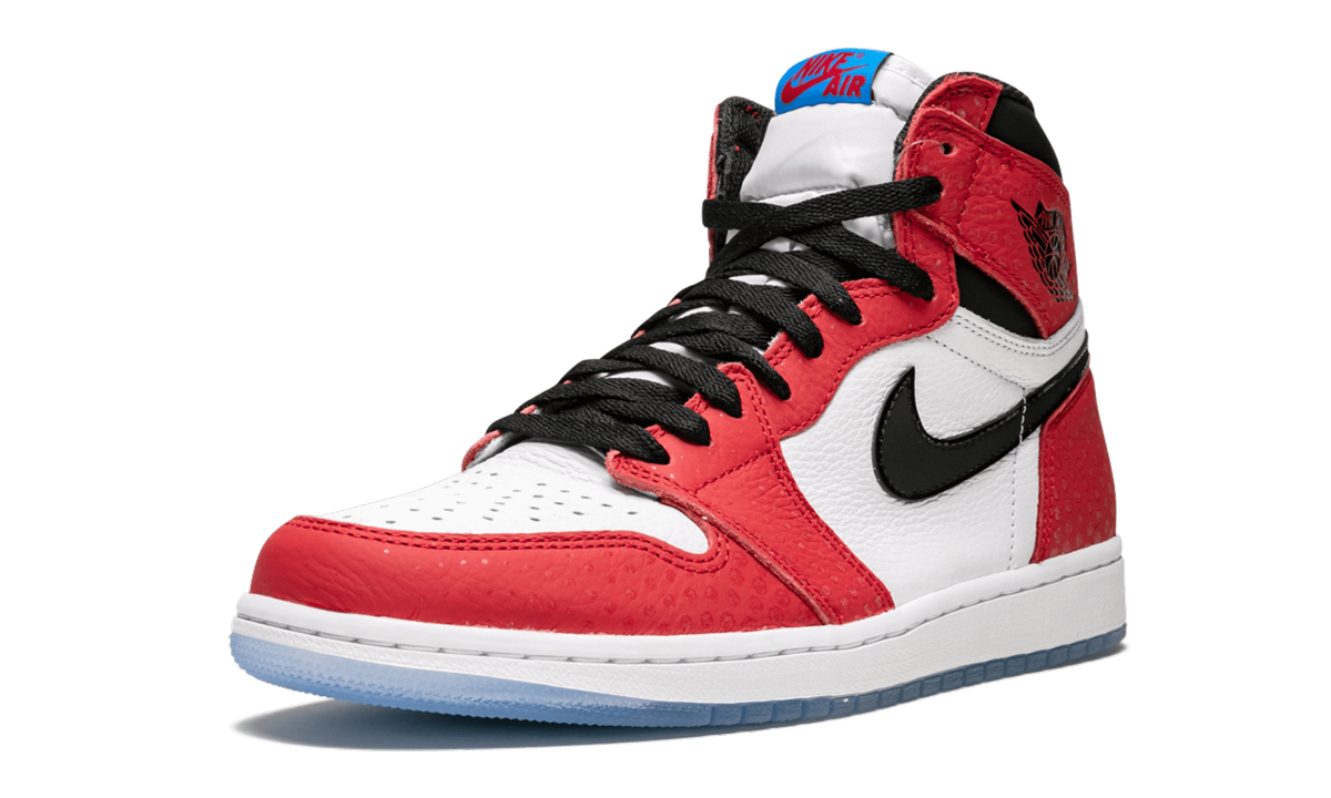 jordan 1 retro high spider man origin story+555088-602+left diagnol single view