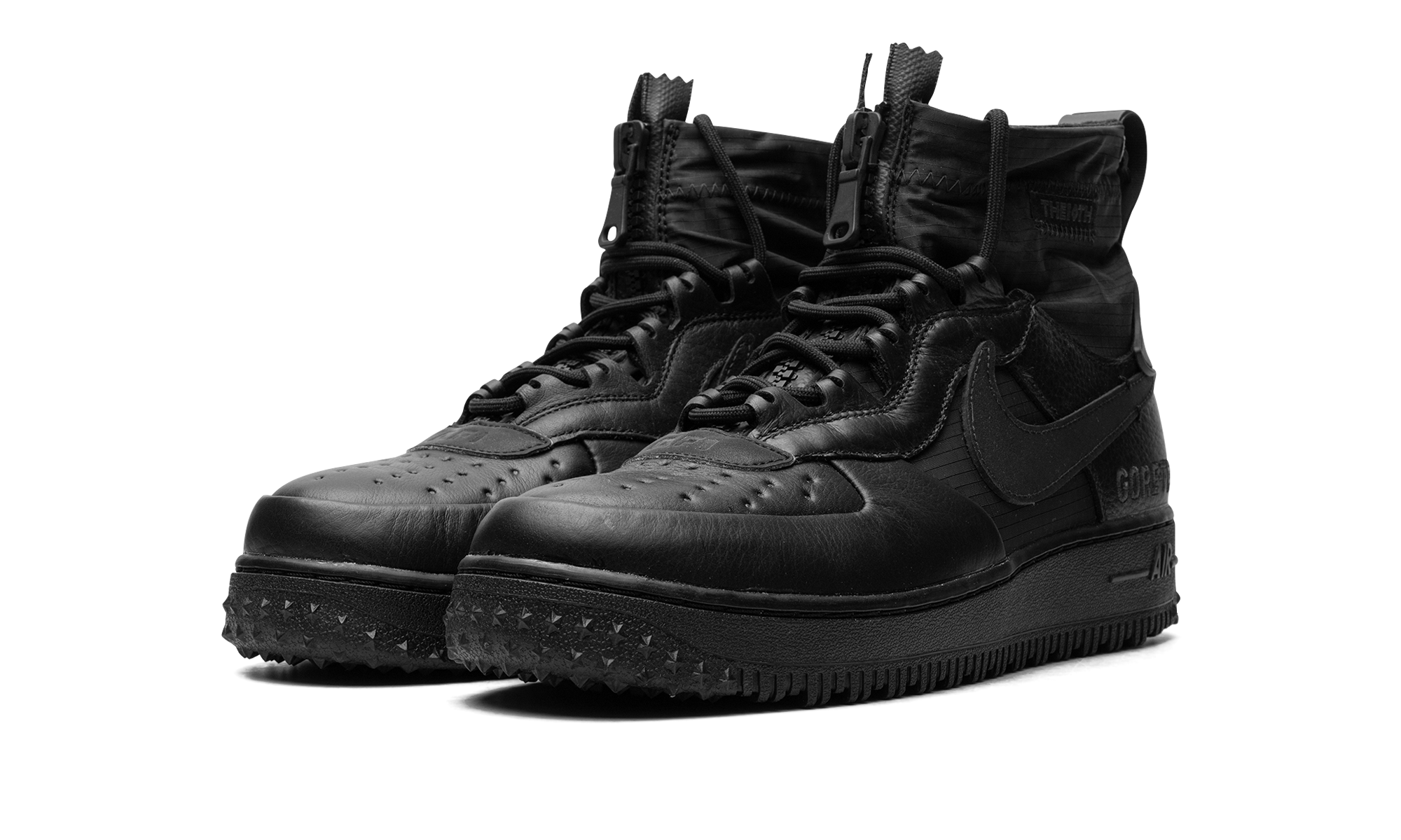 nike air force 1 high gore tex triple black+CQ7211-003+diagnol left view