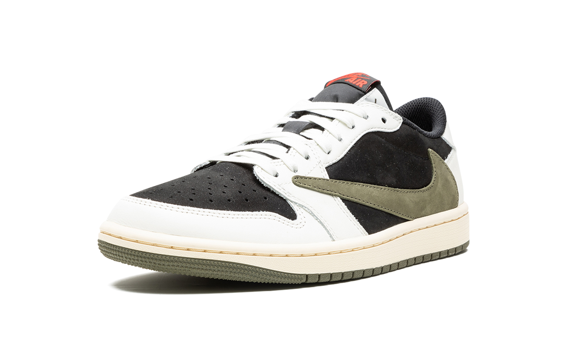 jordan 1 retro low og sp travis scott olive women s+DZ4137-106+left diagnol single view