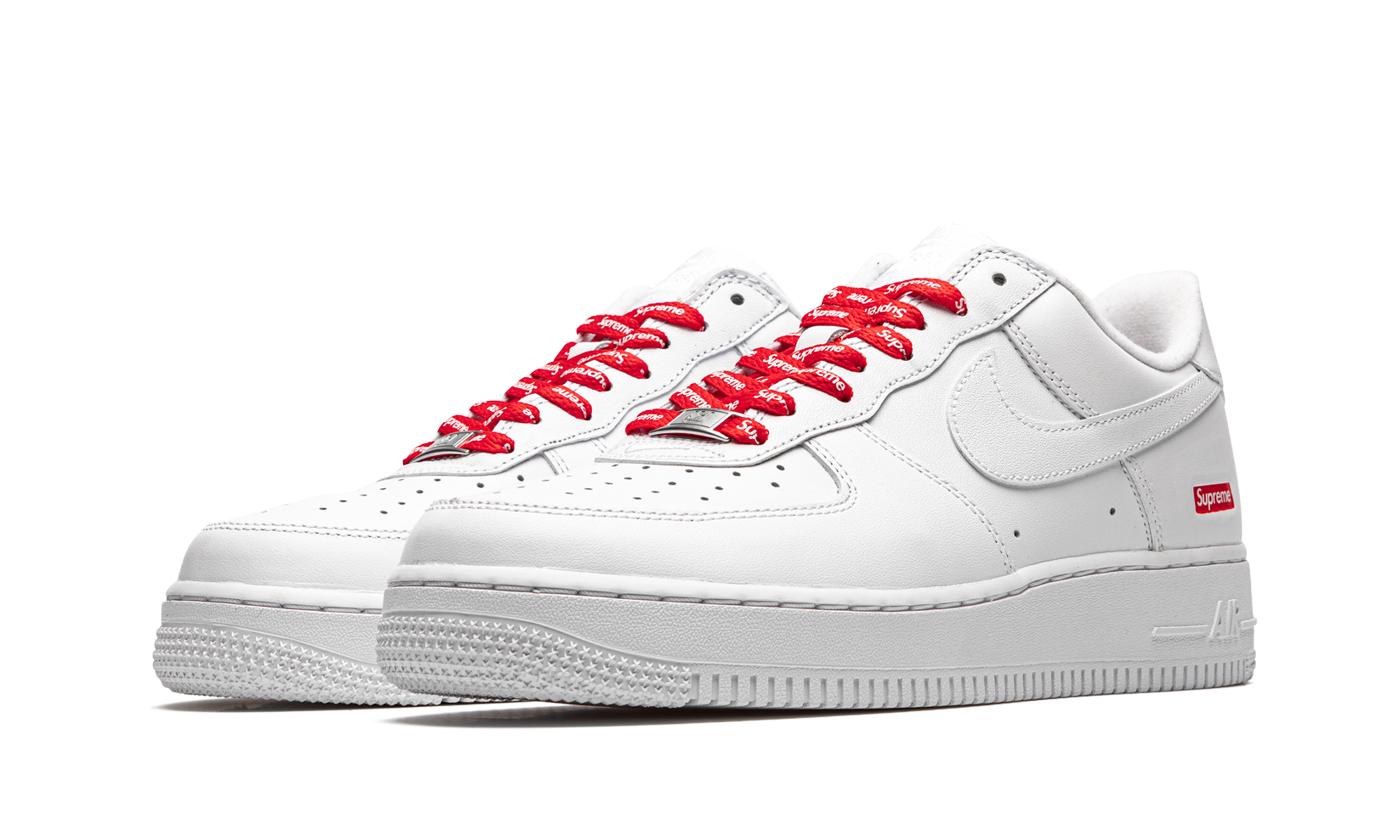 nike air force 1 low supreme white+CU9225-100+diagnol left view
