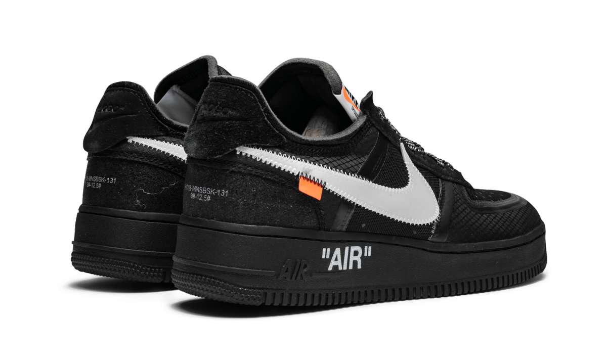 nike air force 1 low off white black white+AO4606-001+diagnol right behind view