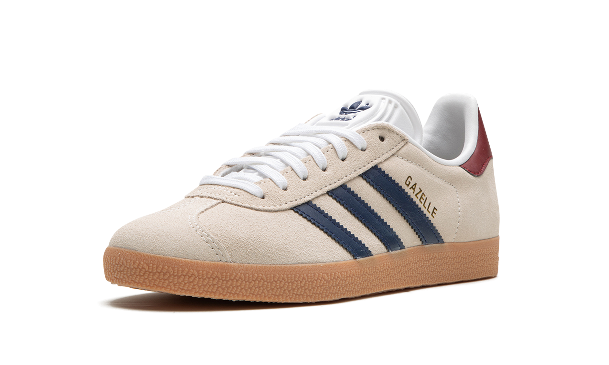 adidas gazelle beige dark blue collegiate burgundy+IE0546+left diagnol single view