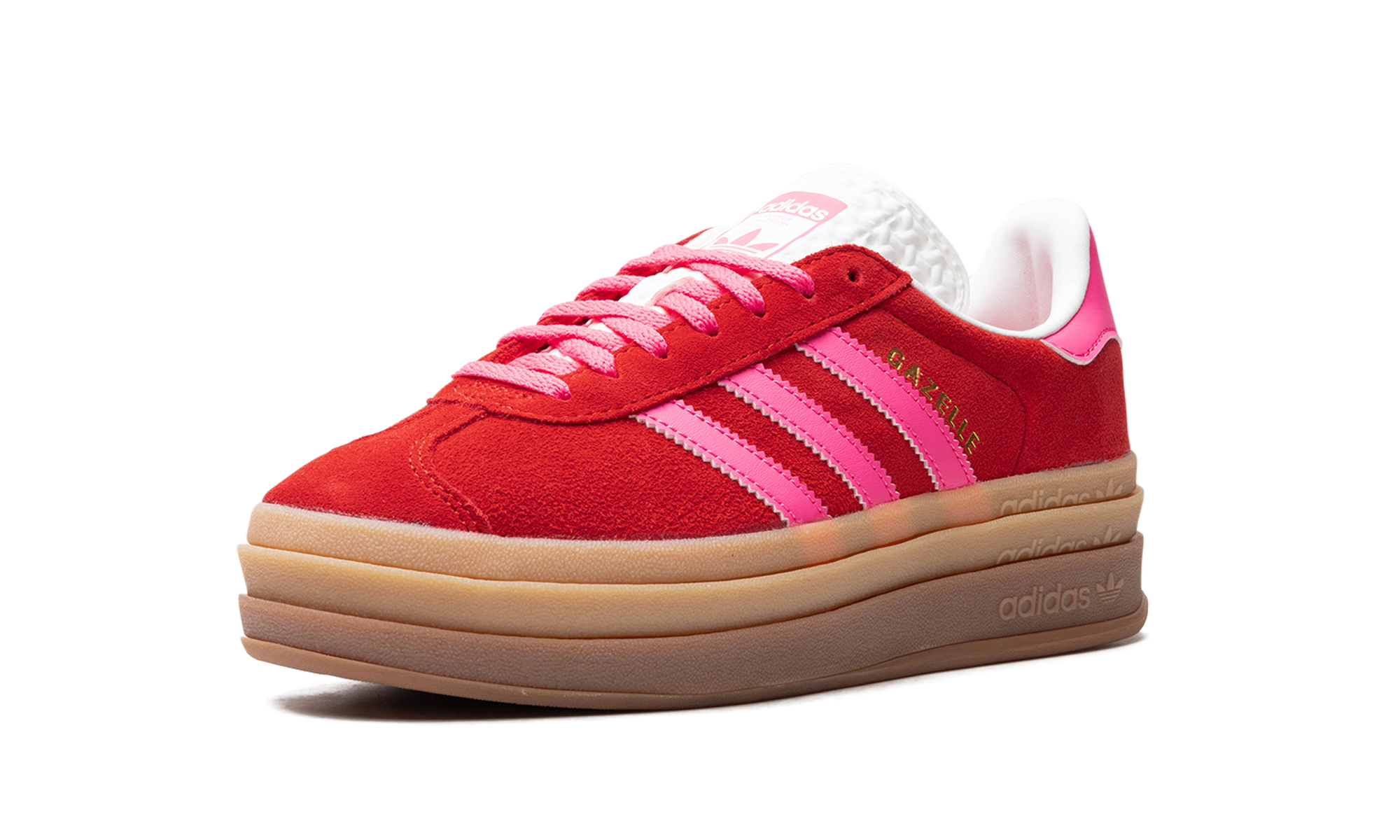 adidas gazelle bold collegiate red lucid pink women s+IH7496+left diagnol single view