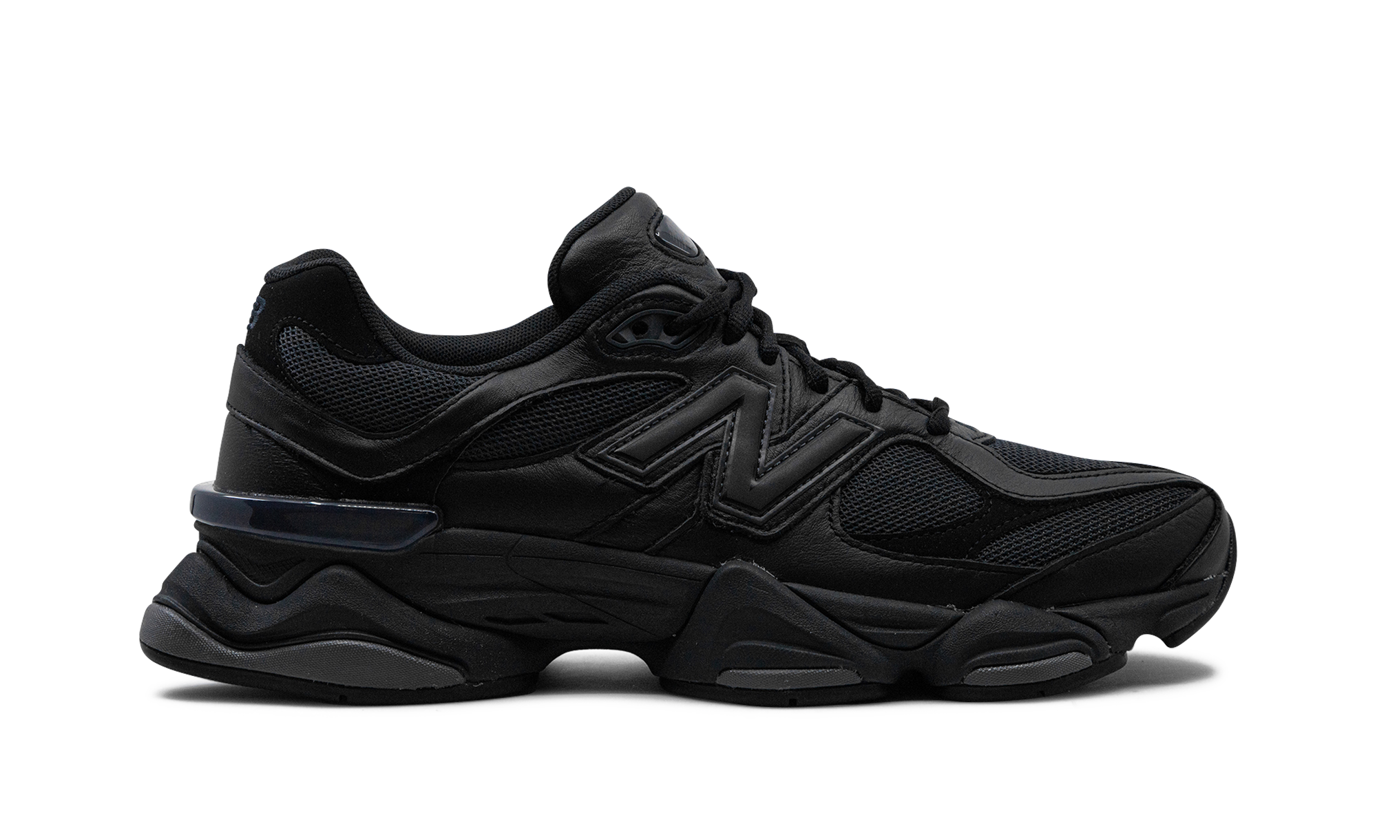 new balance 9060 triple black leather+U9060NRI+right view