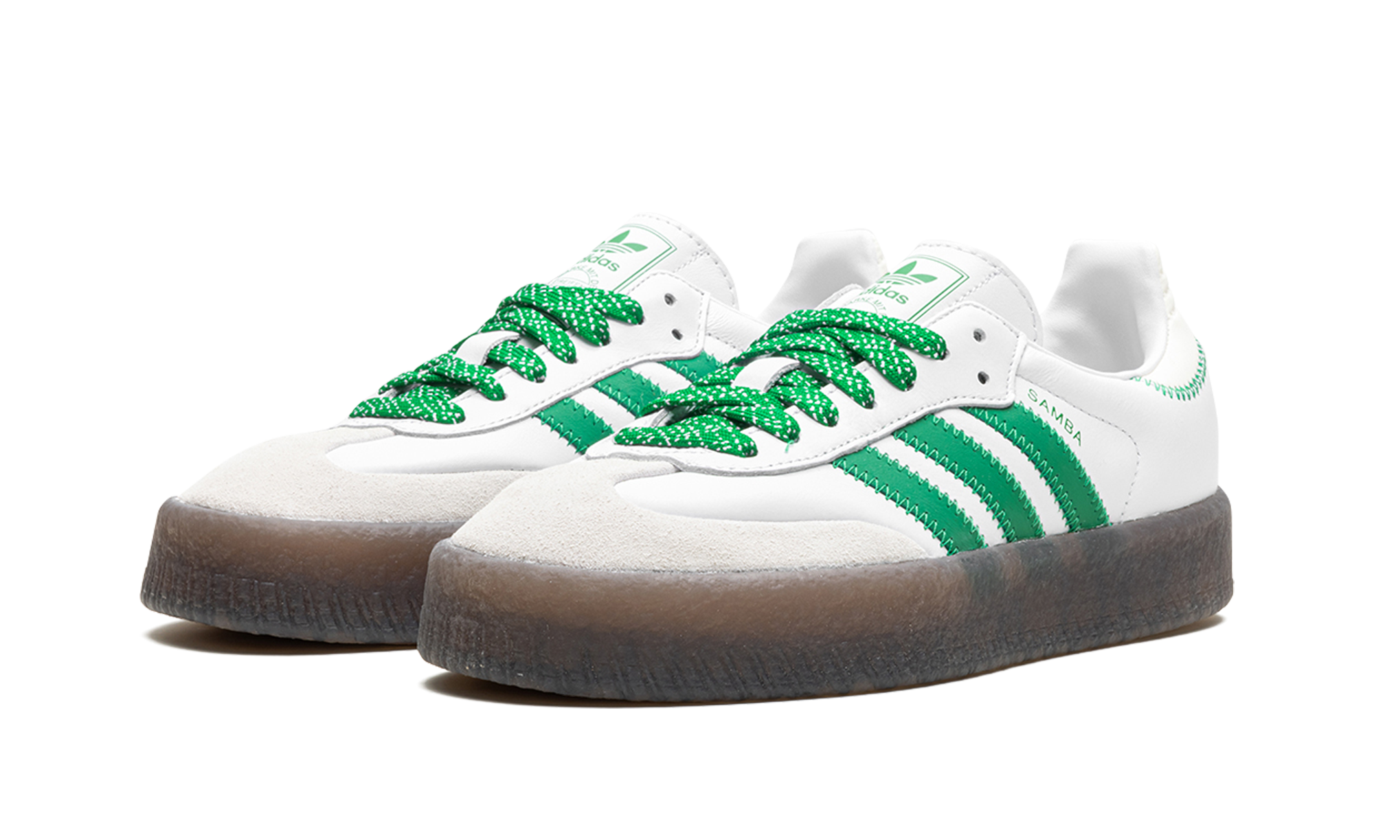 adidas sambae cloud white green women s+IE9105+diagnol left view