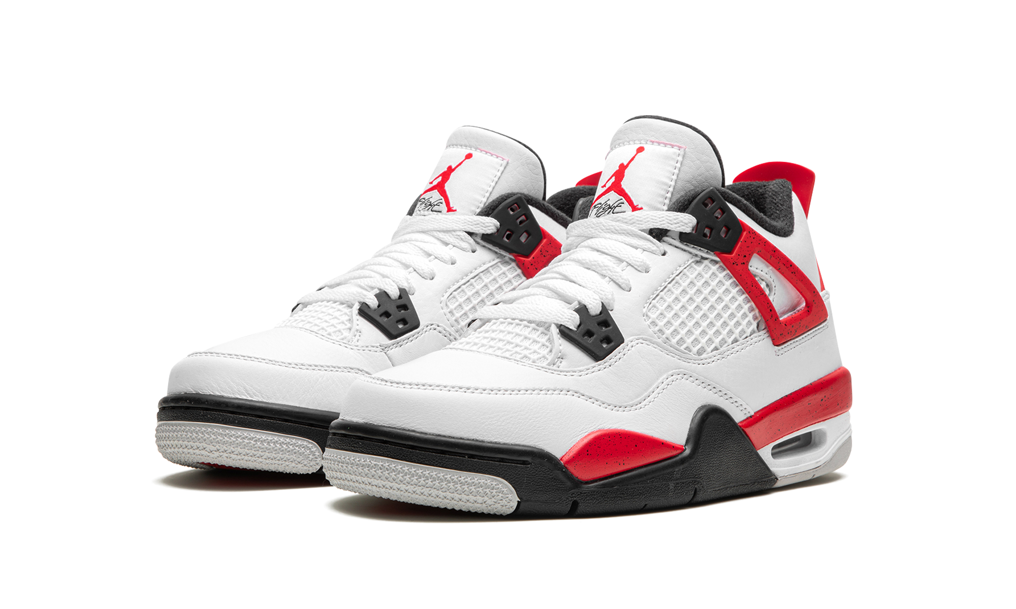 jordan 4 retro red cement gs+408452-161+diagnol left view