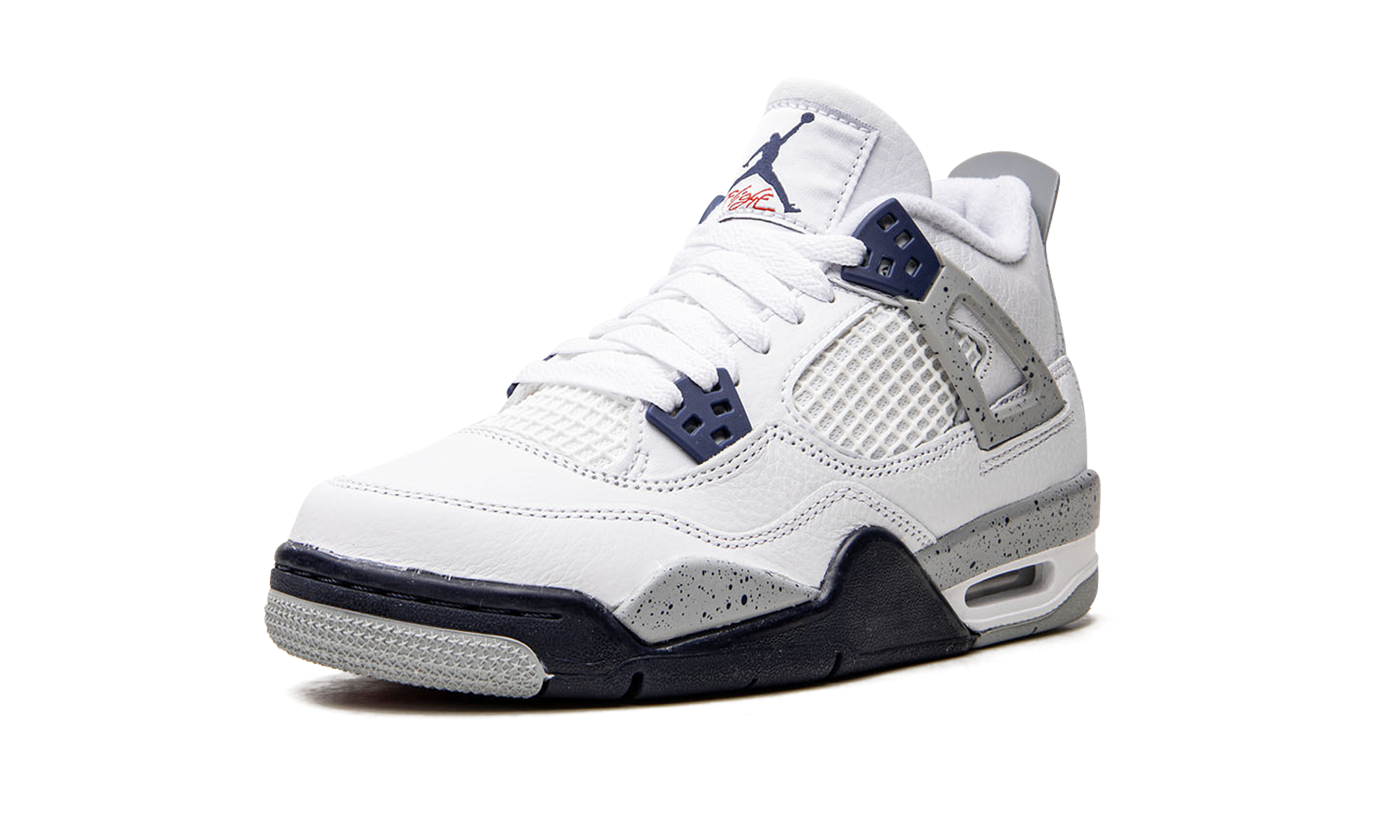 jordan 4 retro midnight navy gs+408452-140+left diagnol single view