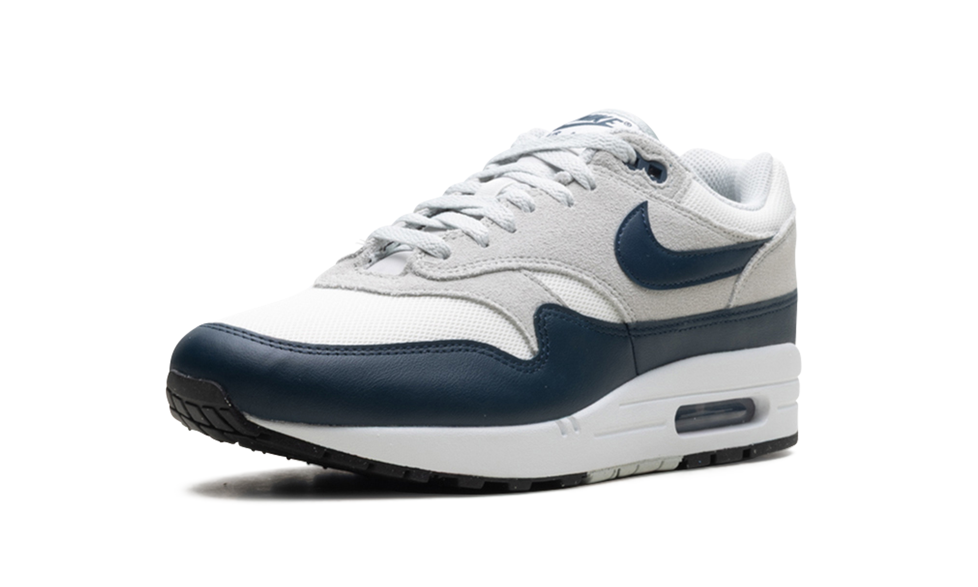 nike air max 1 essential summit white armory navy+FZ5808-103+left diagnol single view