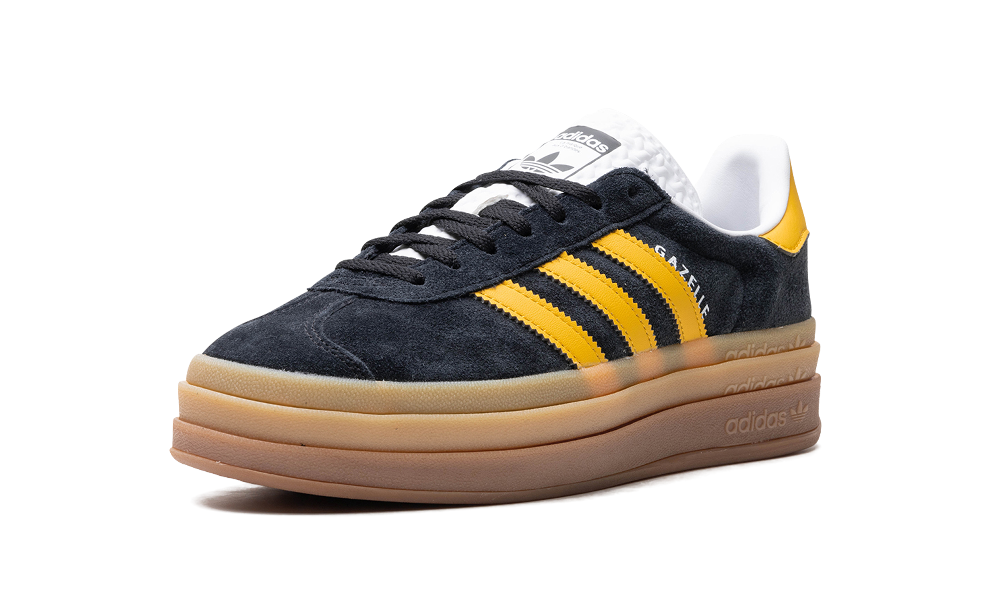 adidas gazelle bold black bold gold women s+IE0422+left diagnol single view
