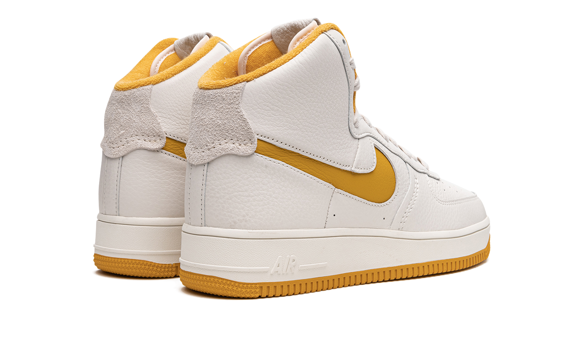 nike air force 1 high sculpt phantom yellow ochre women s+DC3590-001+diagnol right behind view