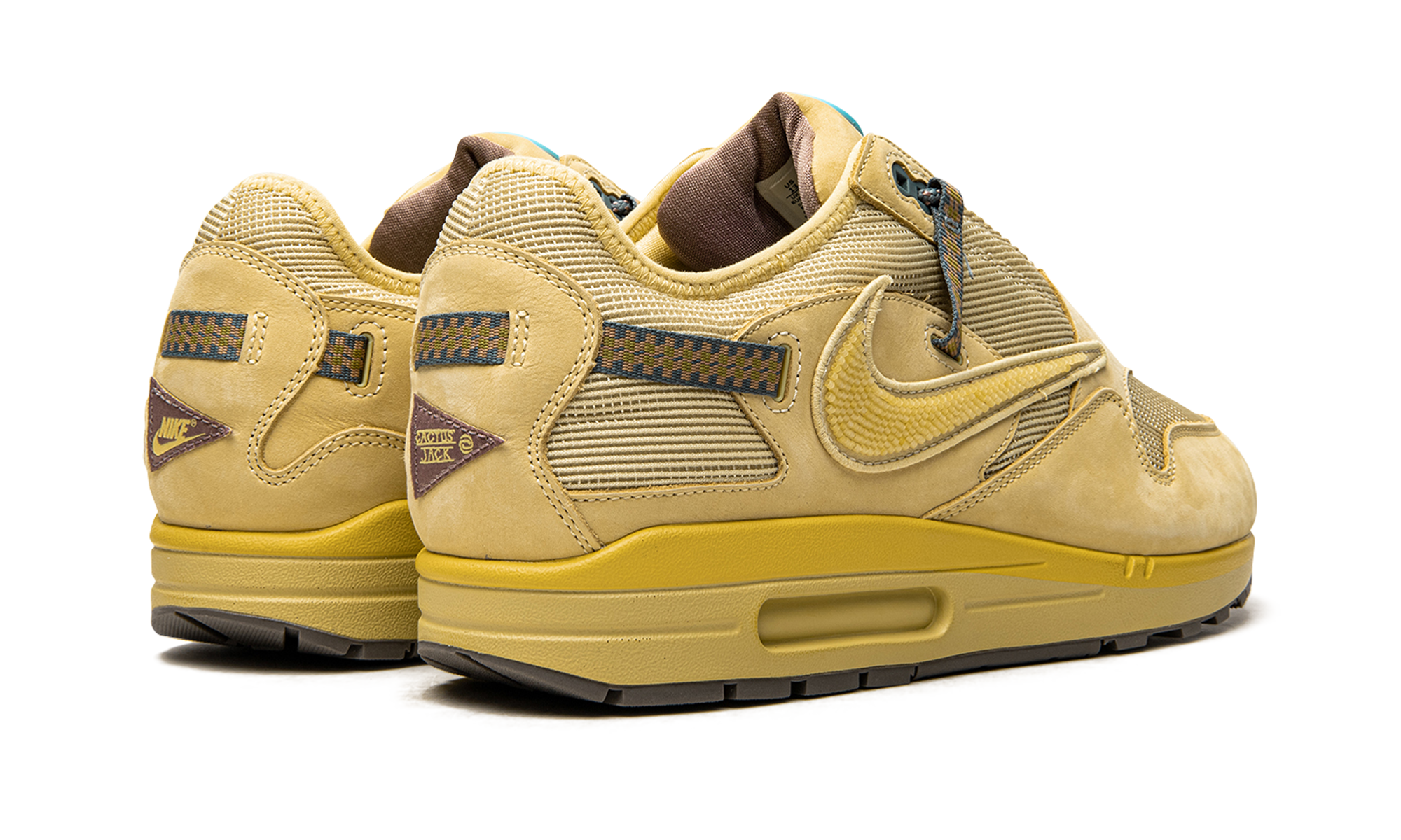 nike air max 1 travis scott cactus jack saturn gold+DO9392-700+diagnol right behind view