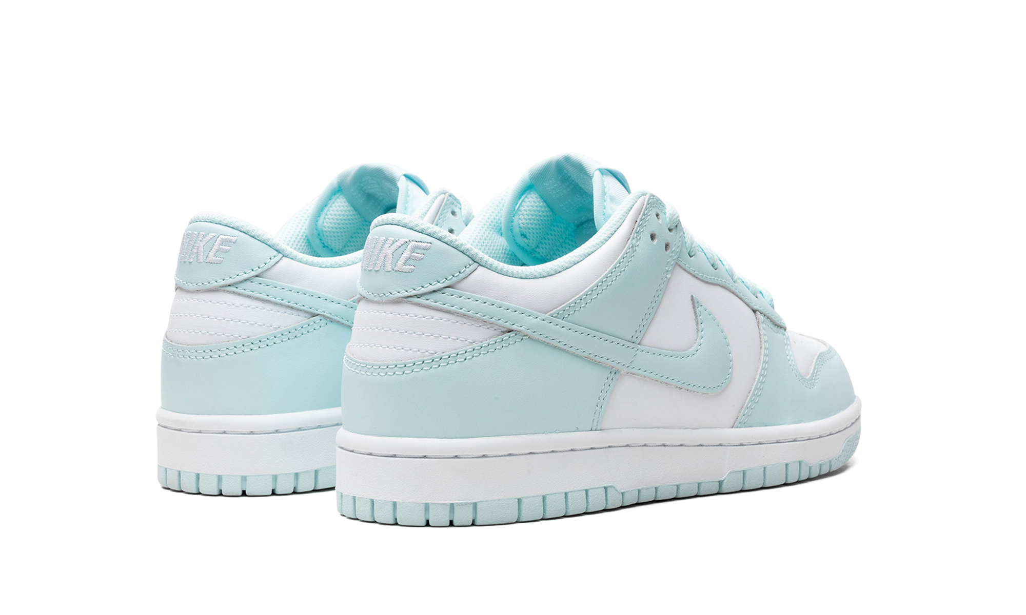 nike dunk low white glacier blue gs+FB9109-105+diagnol right behind view