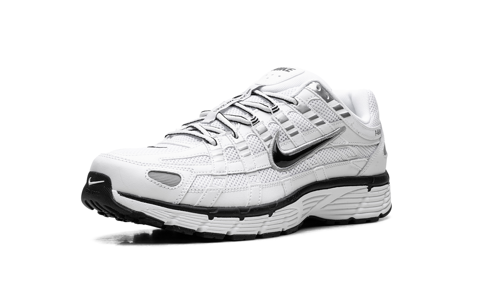 nike p 6000 white metallic silver black+CD6404-107+left diagnol single view