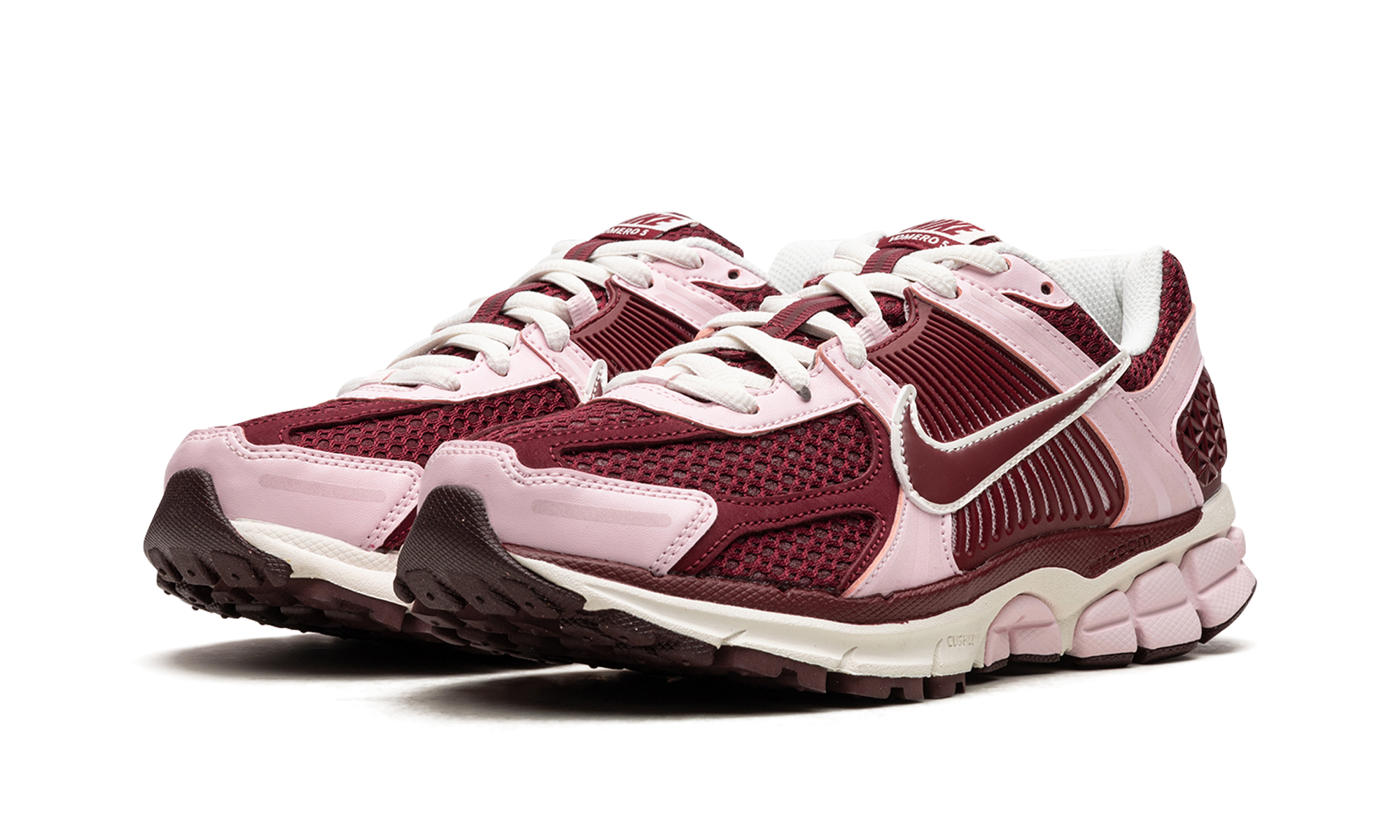 nike zoom vomero 5 pink foam team red women s+FN7196-663+diagnol left view