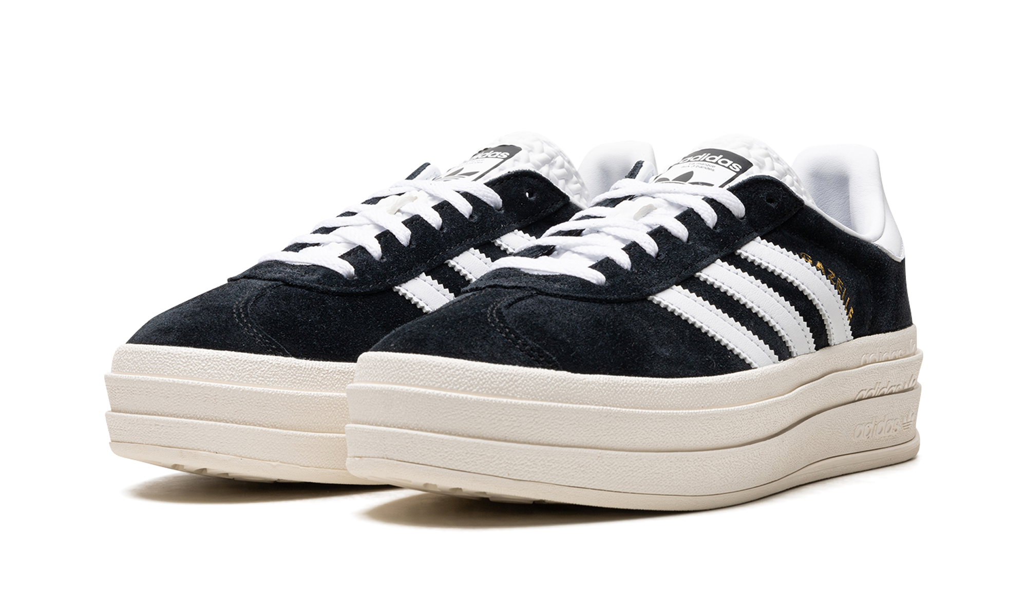 adidas gazelle bold core black white women s+HQ6912+diagnol left view