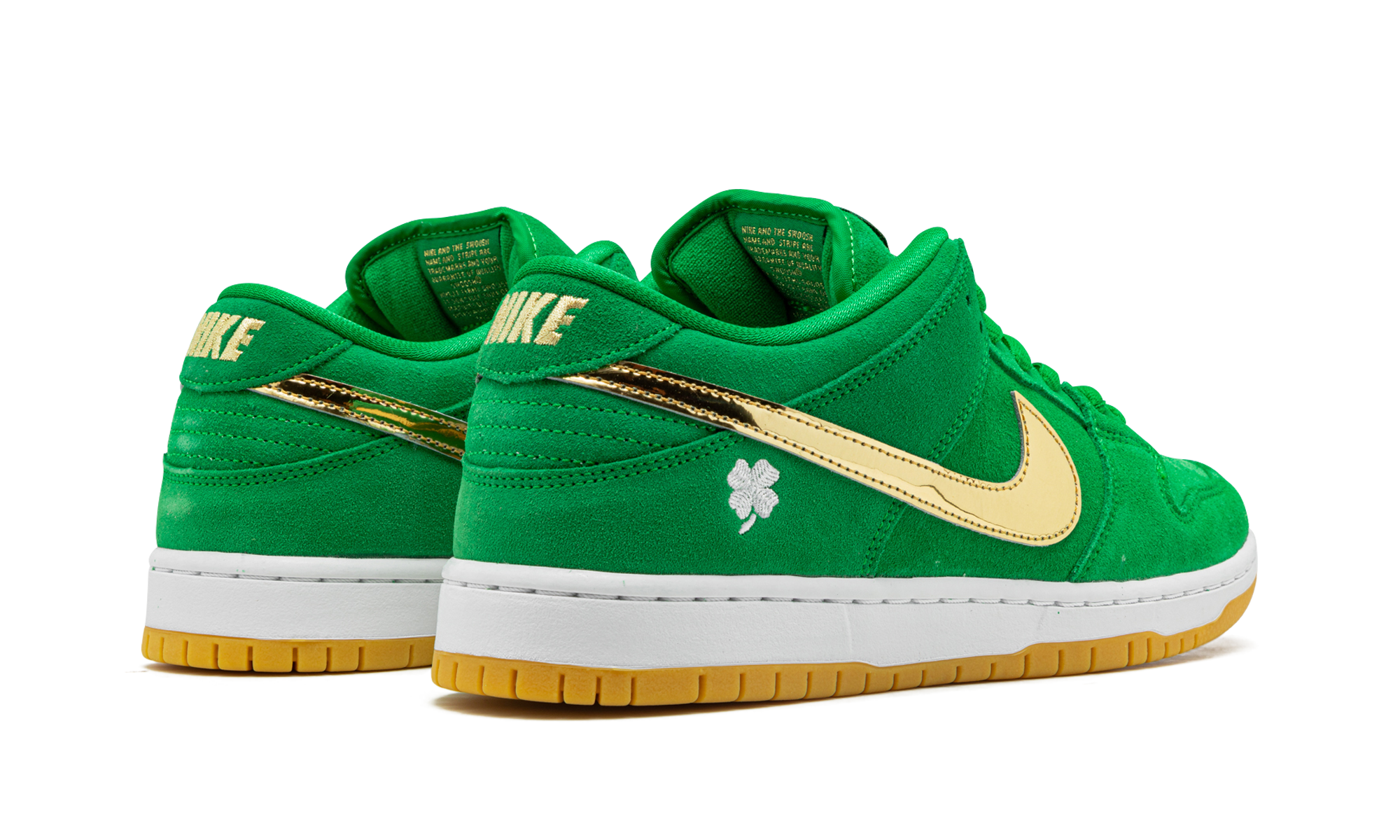 nike sb dunk low pro st patrick s day 2022+BQ6817-303+diagnol right behind view