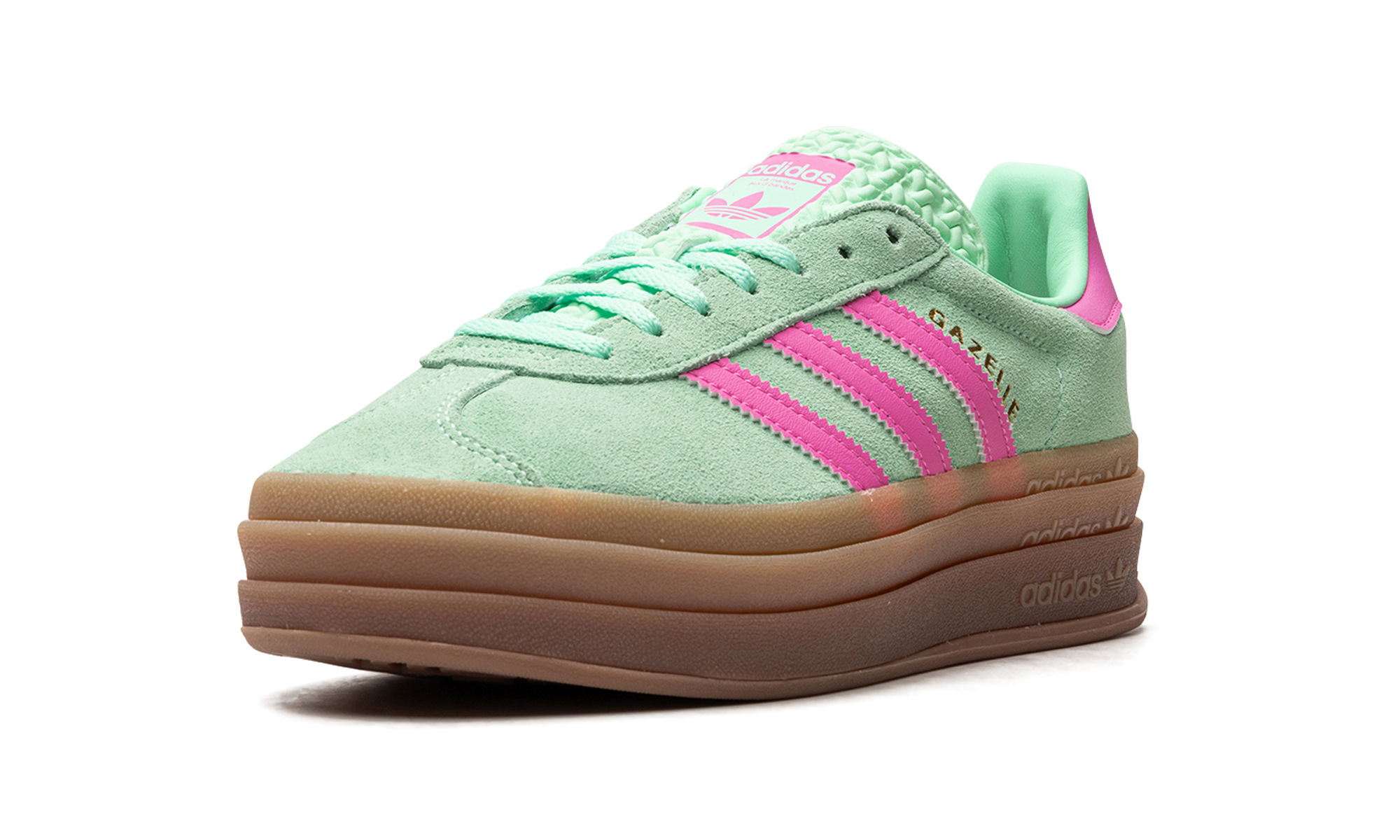 adidas gazelle bold pulse mint pink women s+H06125+left diagnol single view