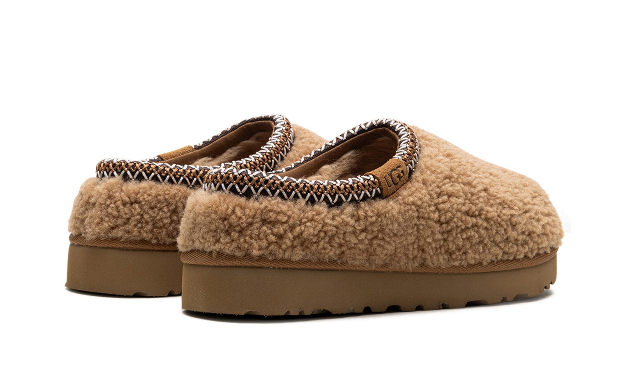 ugg tasman maxi curly slipper chestnut women s+1158356-CHE+diagnol right behind view