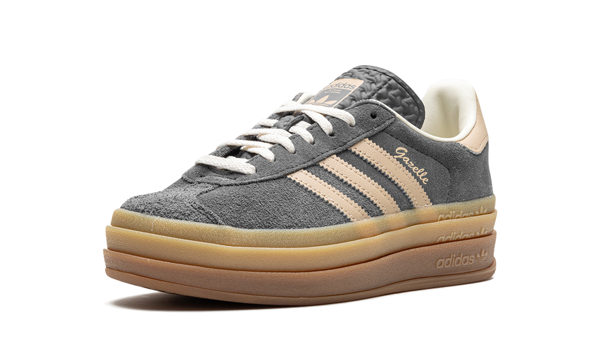 adidas gazelle bold grey magic beige gum women s+IE0428+left diagnol single view