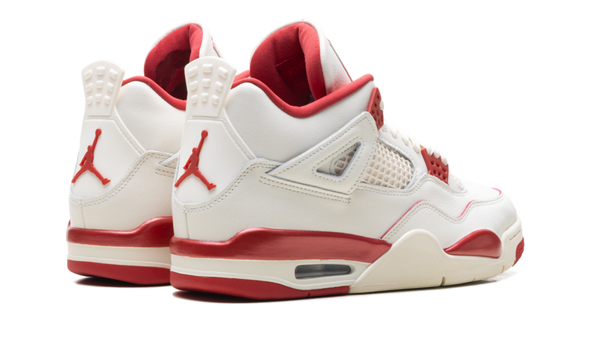 air jordan 4 retro pale ivory sierra red womens+HV0823-108+diagnol right behind view