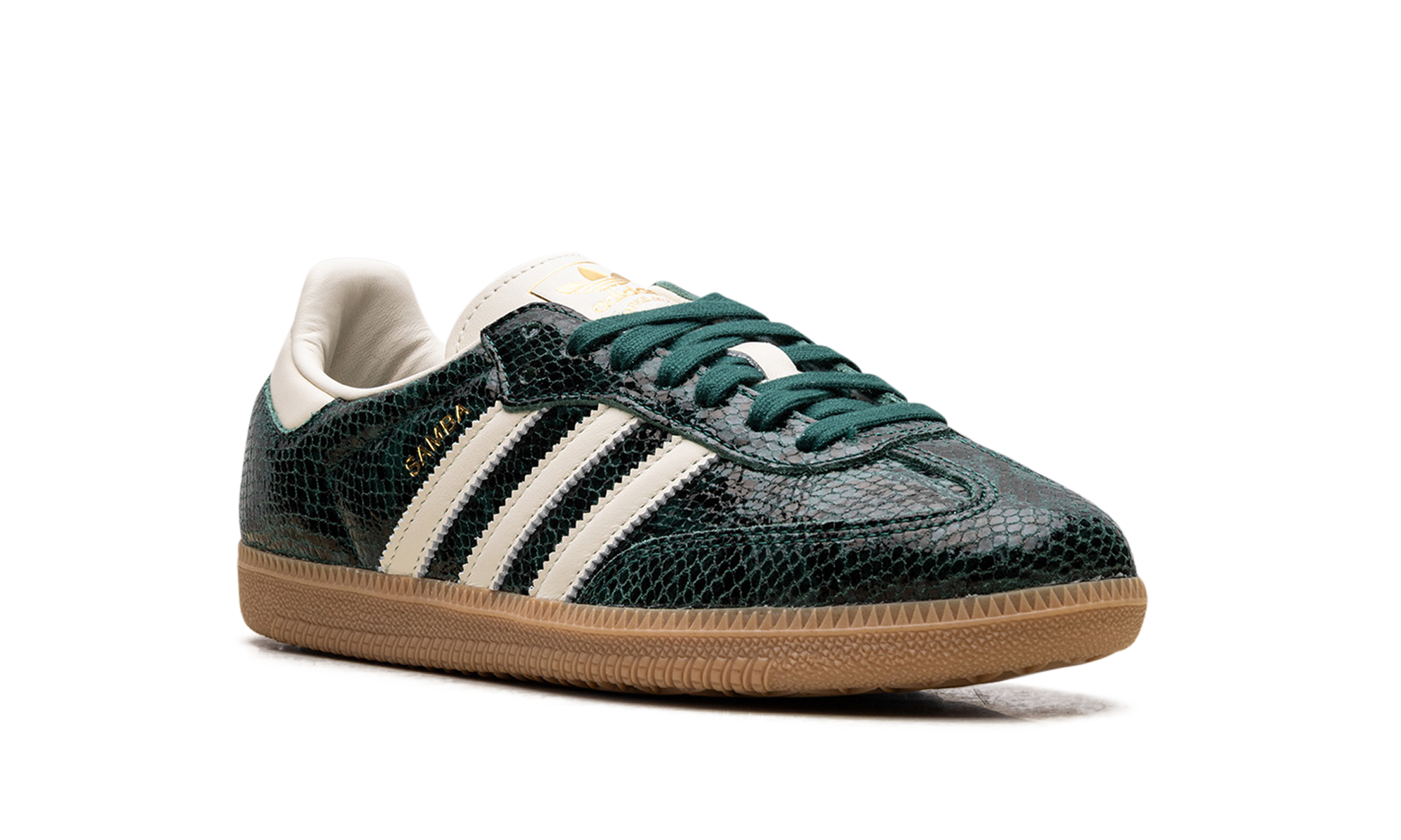 adidas samba og black cream white collegiate green+JR8848+diagnol right view