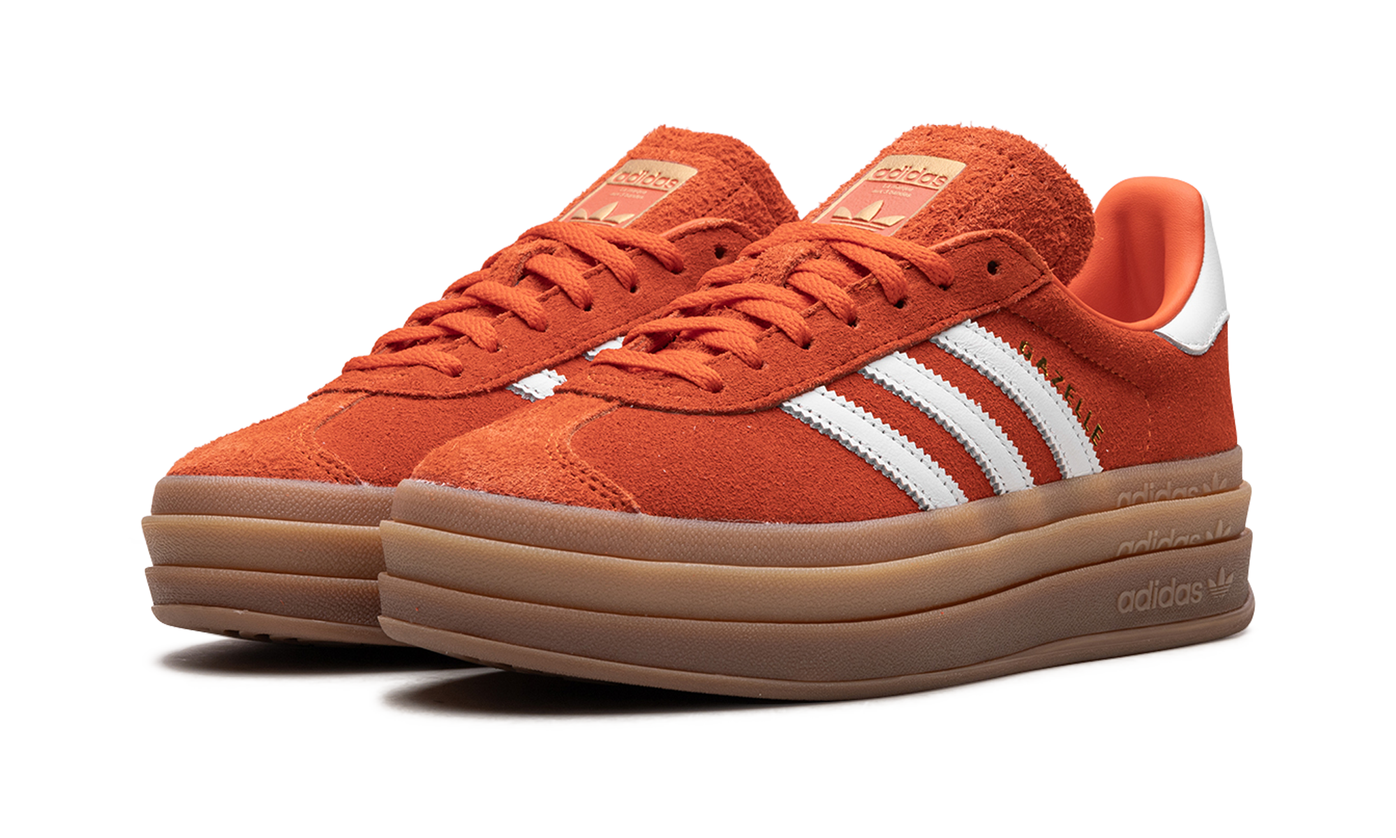 adidas gazelle bold collegiate orange gum women s+IG8672+diagnol left view