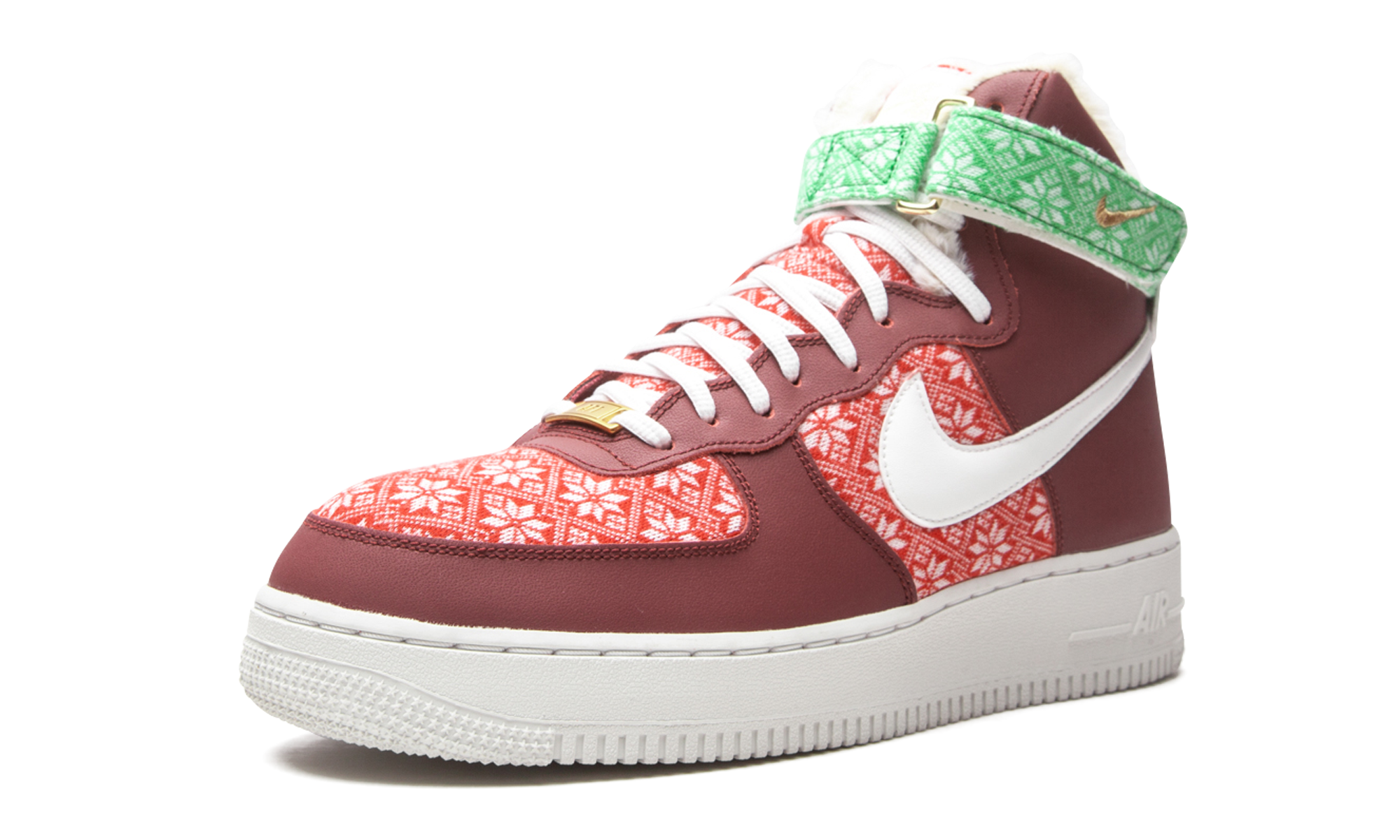 nike air force 1 high nordic christmas 2020+DC1620-600+left diagnol single view