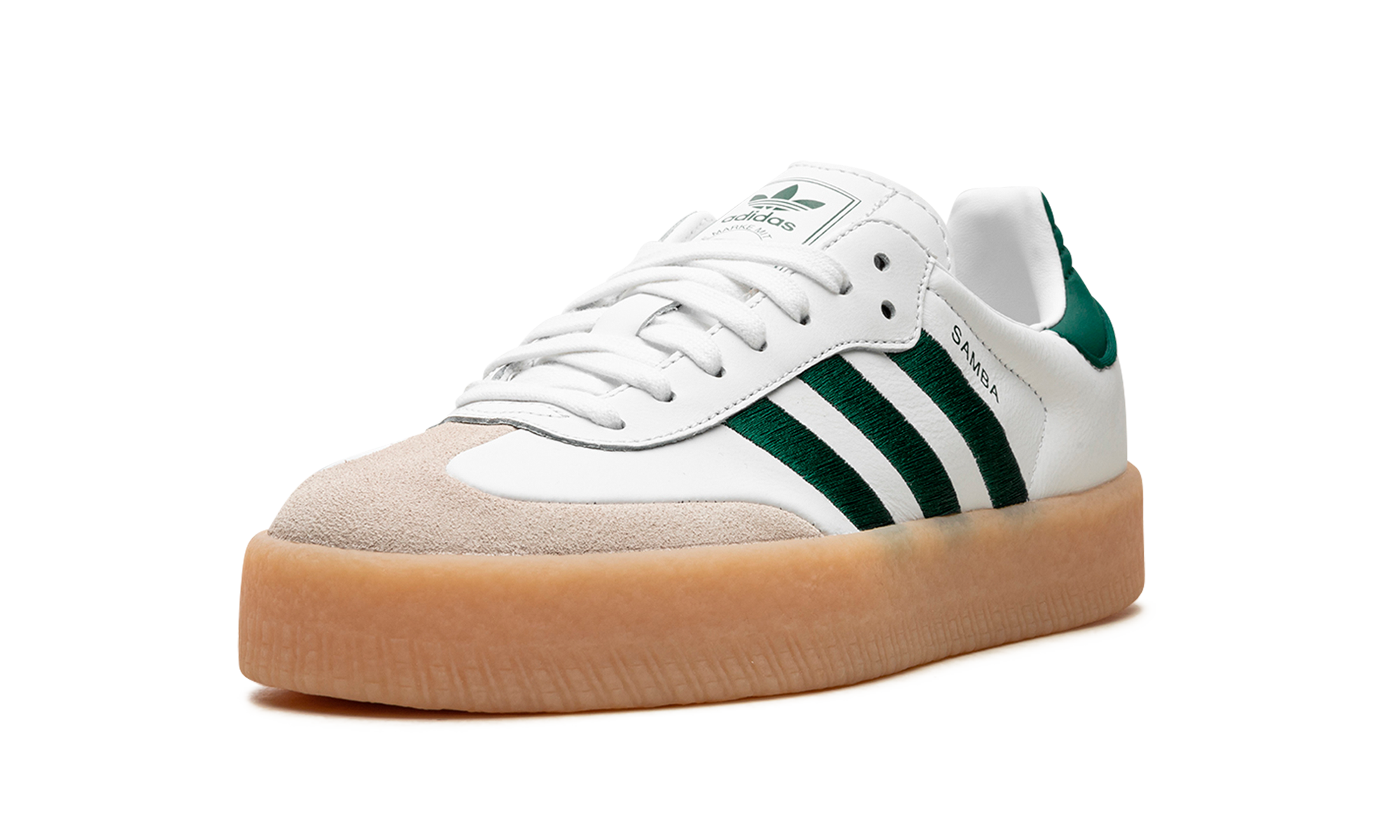 adidas sambae white collegiate green gum women s+ID0440+left diagnol single view