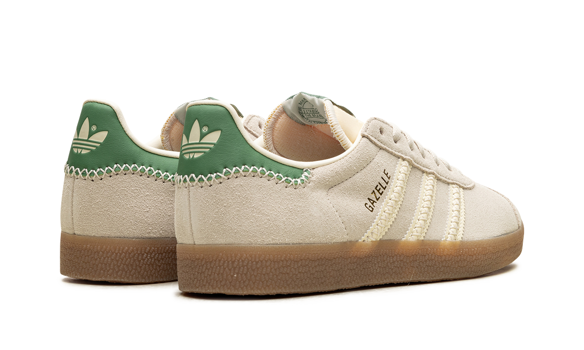 adidas gazelle alumina preloved green+IE3691+diagnol right behind view