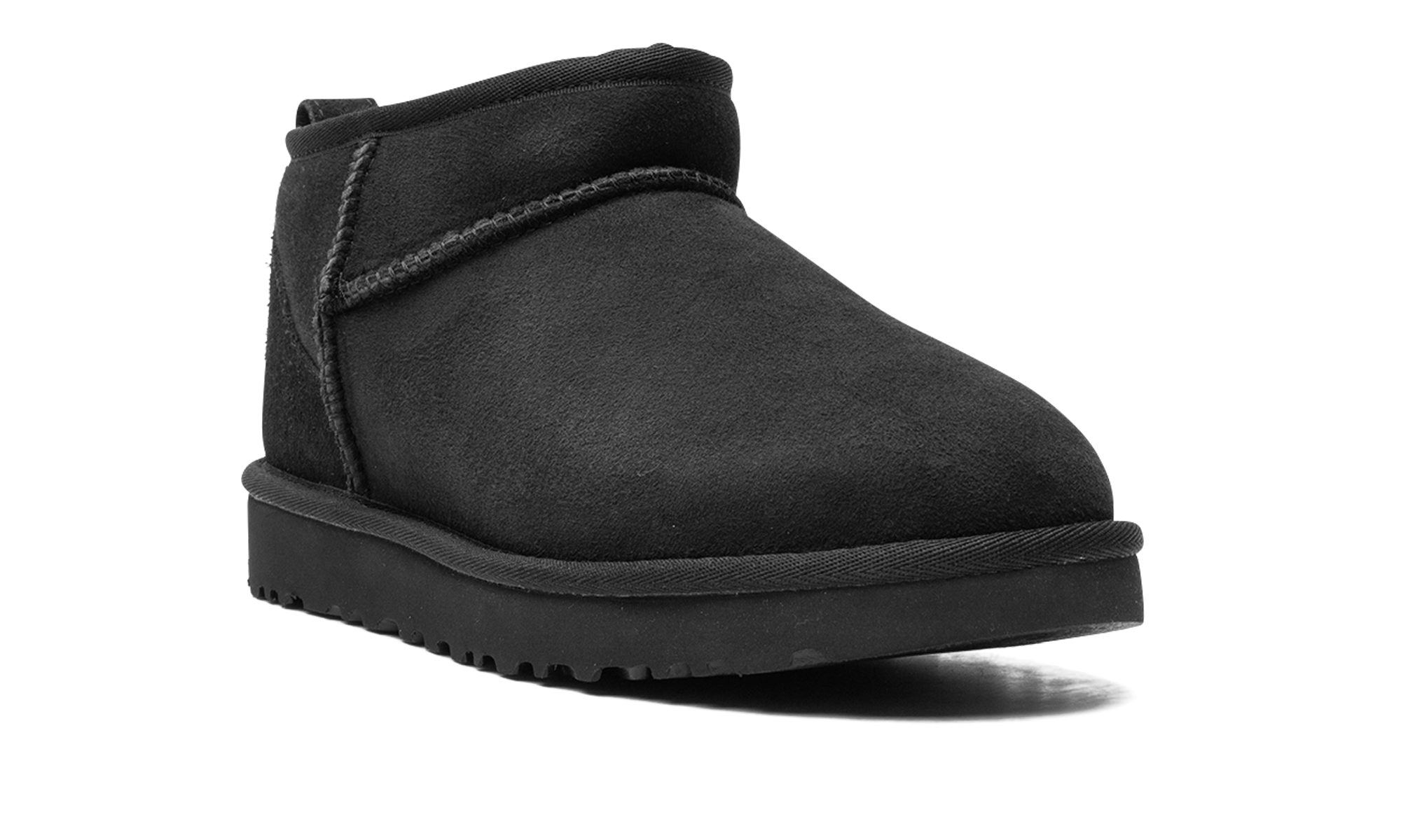 ugg classic ultra mini boot black women s+1116109-BLK+diagnol right view