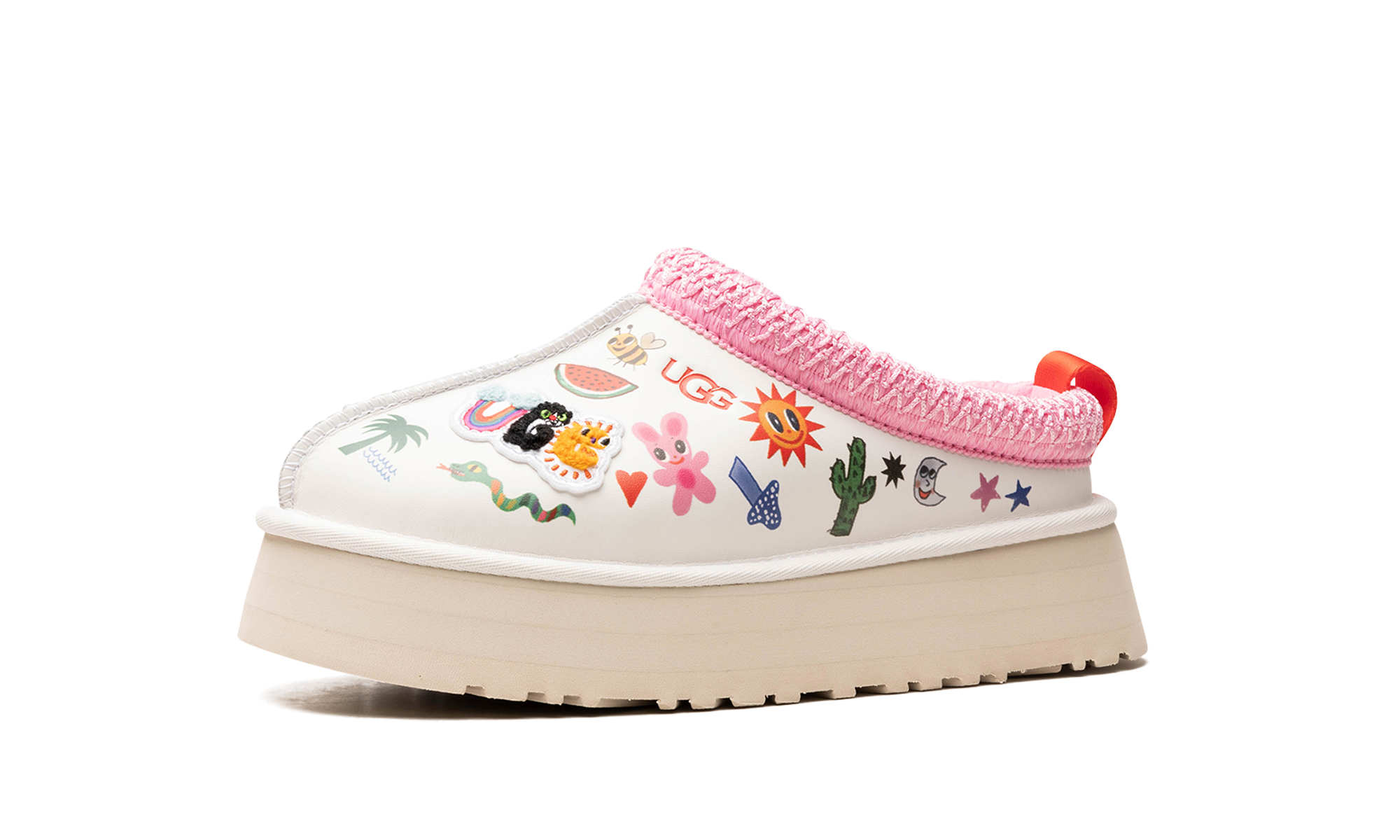 ugg tazz slipper humberto cruz pop sketch women s+1155751-WHT+left diagnol single view