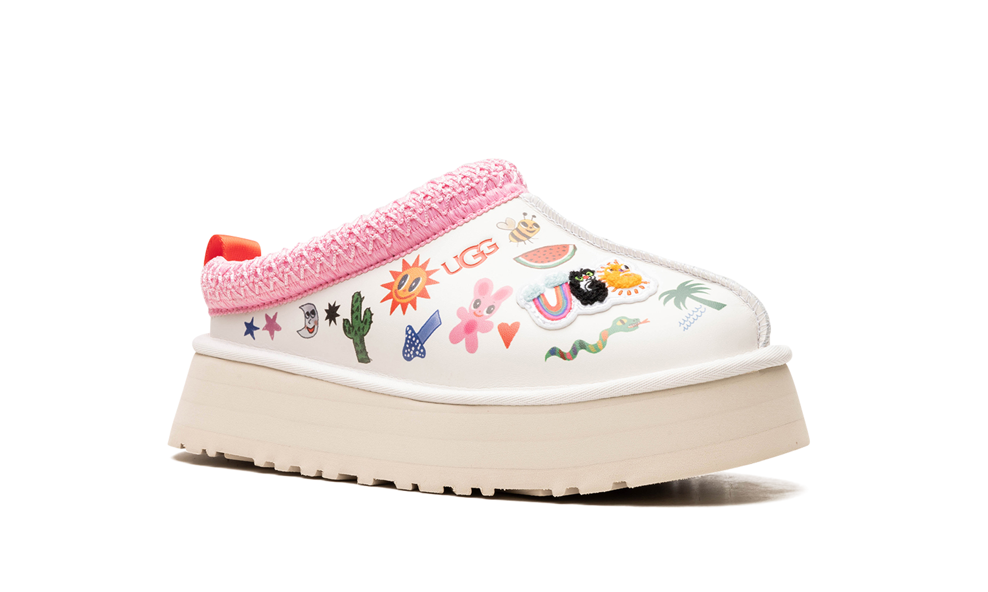 ugg tazz slipper humberto cruz pop sketch women s+1155751-WHT+diagnol right view