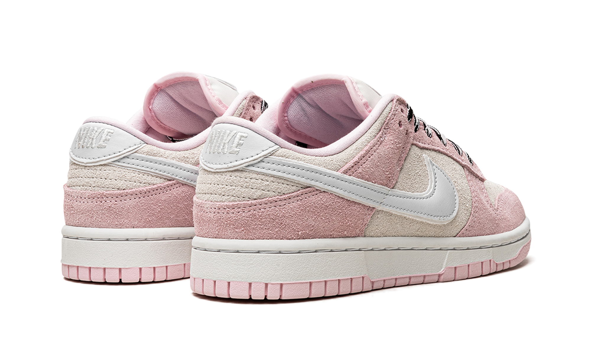 nike dunk low lx pink foam women s+DV3054-600+diagnol right behind view