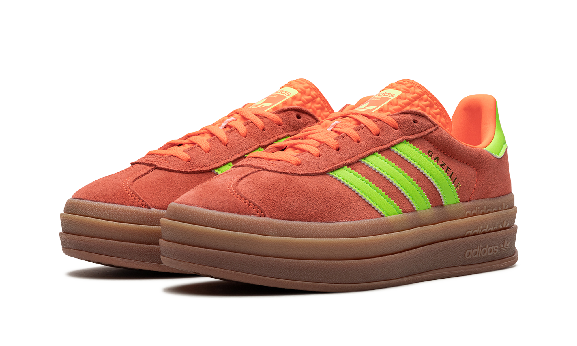 adidas gazelle bold solar orange solar green women s+H06126+diagnol left view
