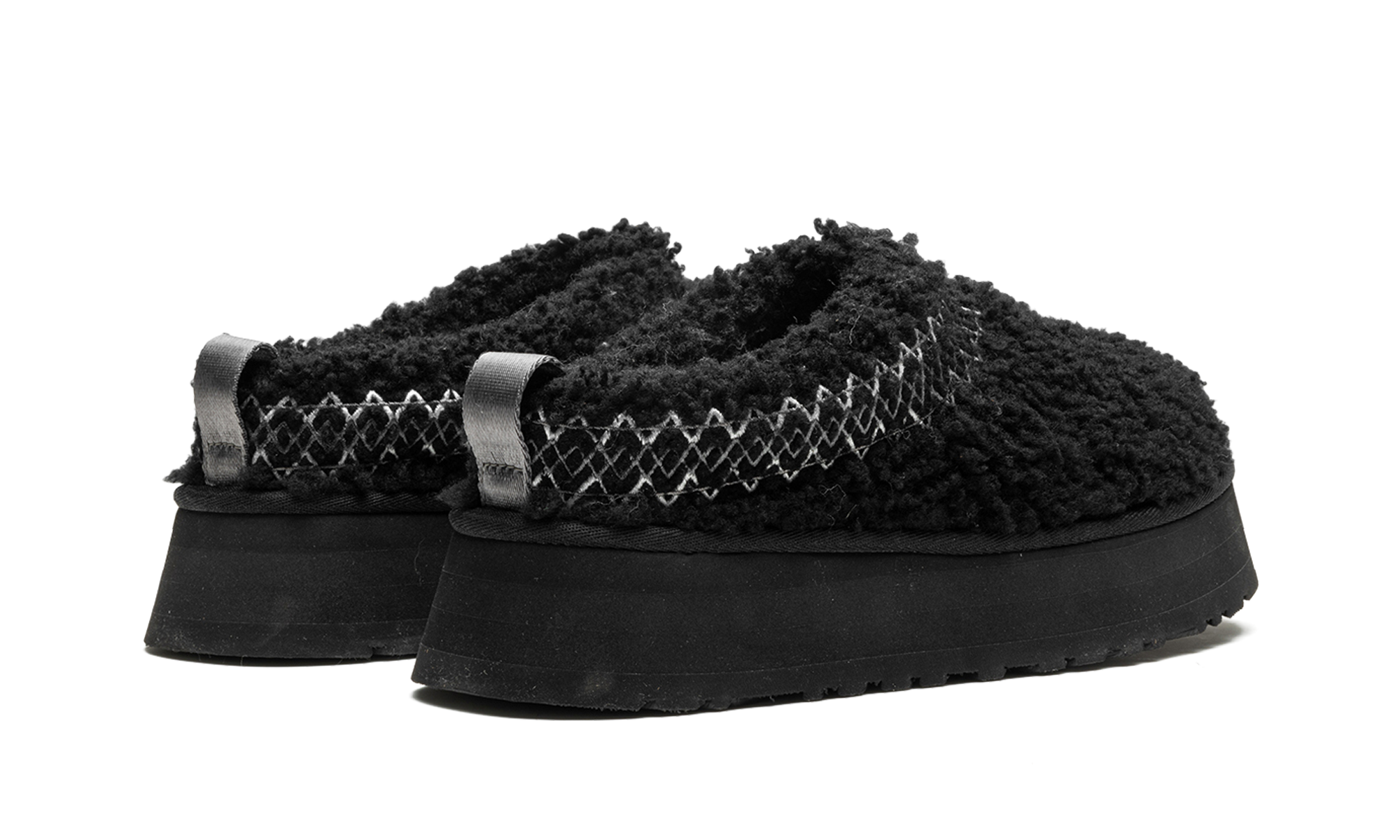 ugg tazz slipper heritage braid black women s+1143976-BLK+diagnol right behind view