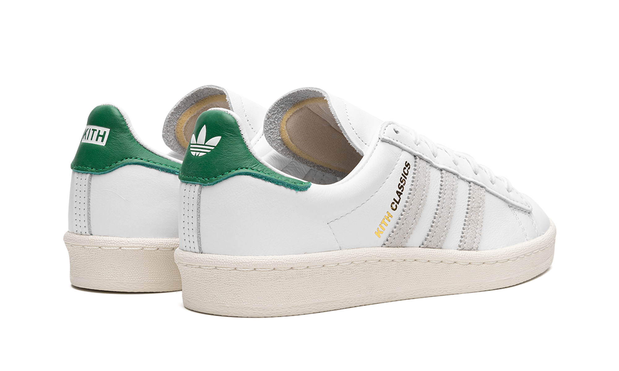 adidas campus 80s kith classics white green+FY3518+diagnol right behind view