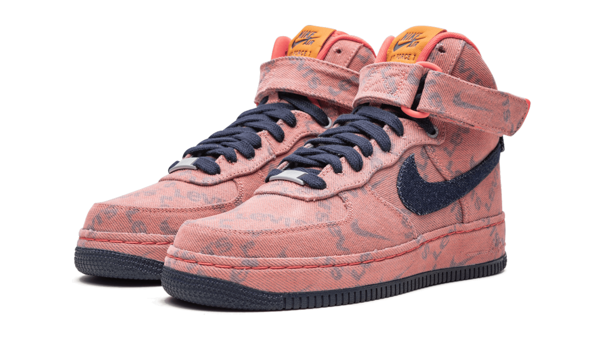 nike air force 1 high levi s exclusive denim+CV0672-844+diagnol left view