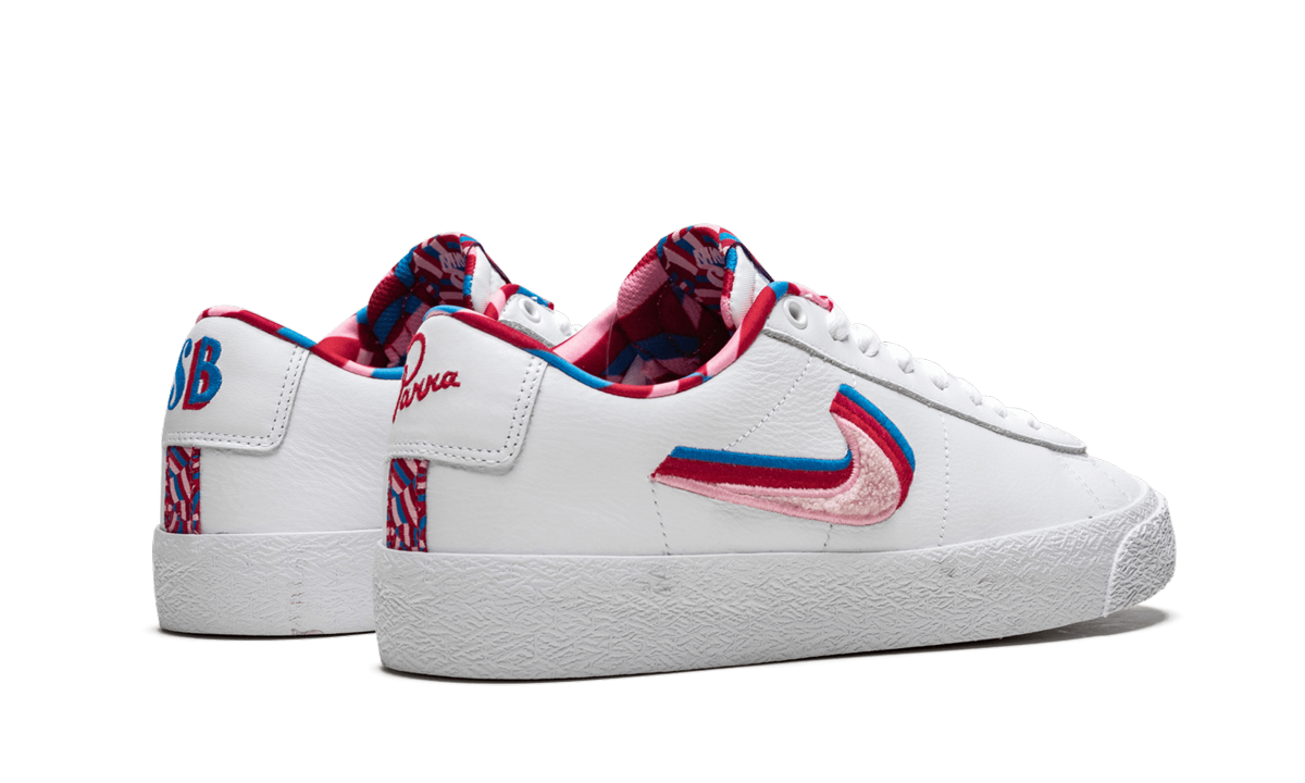 nike sb blazer low parra+CN4507-100+diagnol right behind view