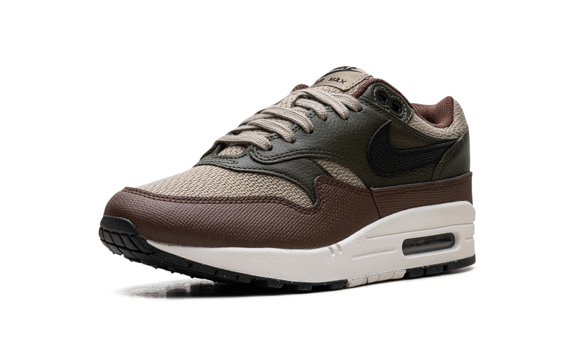 nike air max 1 essential prm neutral olive cacao wow+HF1516-200+left diagnol single view