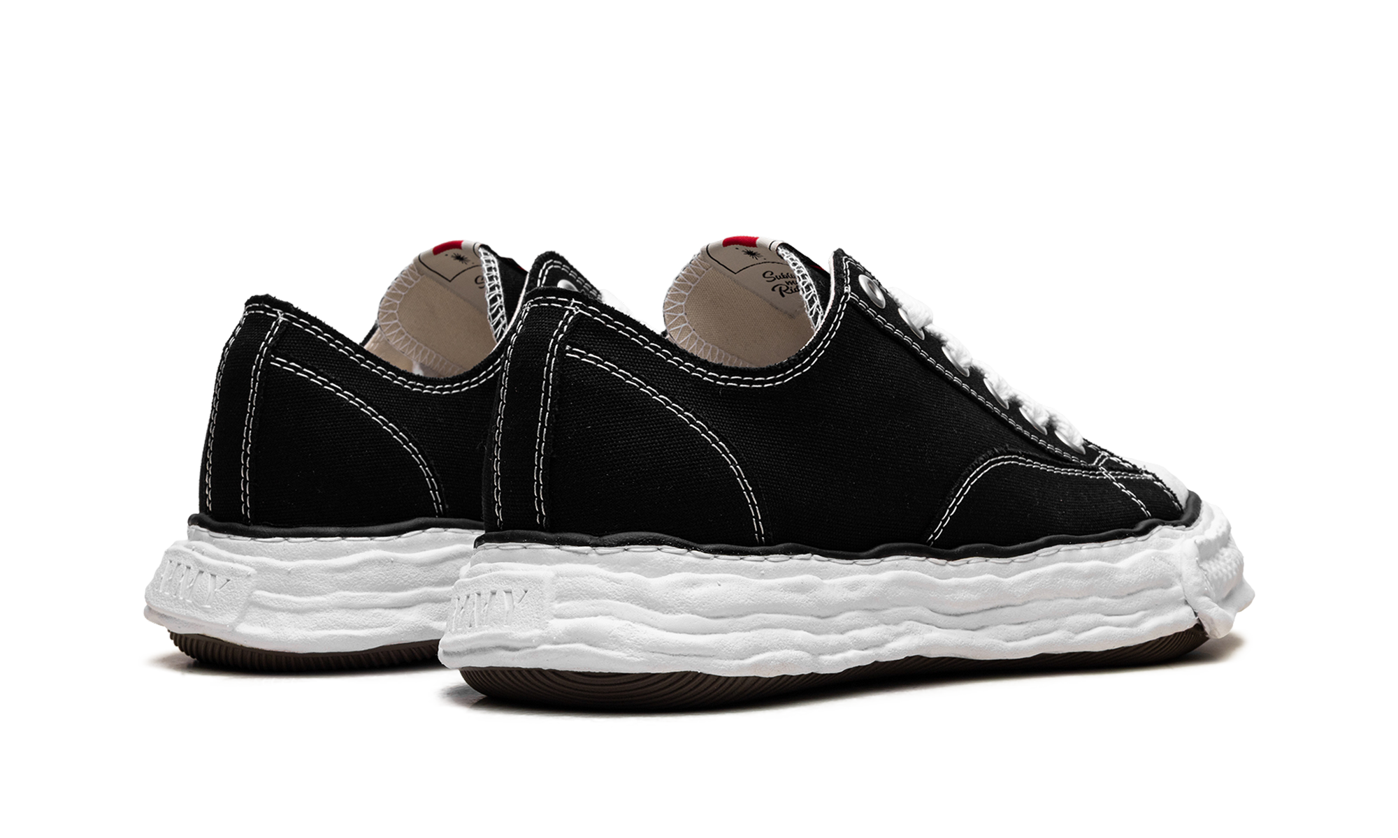 maison mihara yasuhiro peterson 23 og sole canvas low black+A11FW702-BLK+diagnol right behind view