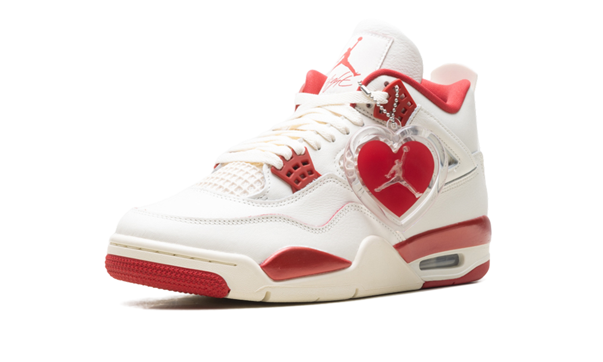 air jordan 4 retro pale ivory sierra red womens+HV0823-108+left diagnol single view
