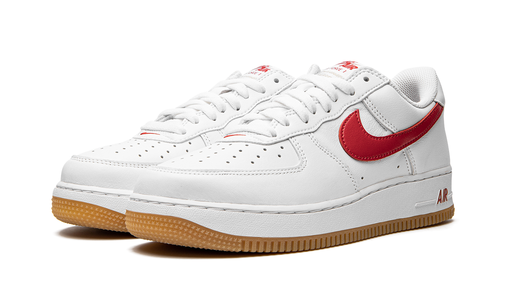 nike air force 1 07 low color of the month university red gum+DJ3911-102+diagnol left view
