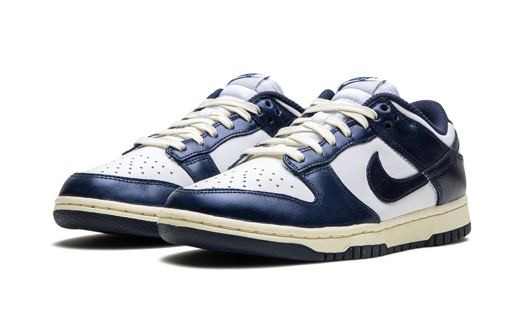 nike dunk low prm vintage navy women s+FN7197-100+diagnol left view