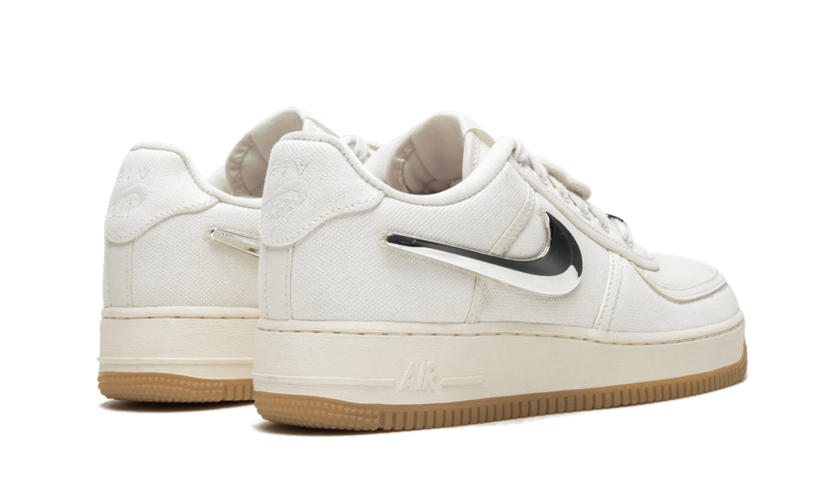 nike air force 1 low travis scott sail+AQ4211-101+diagnol right behind view