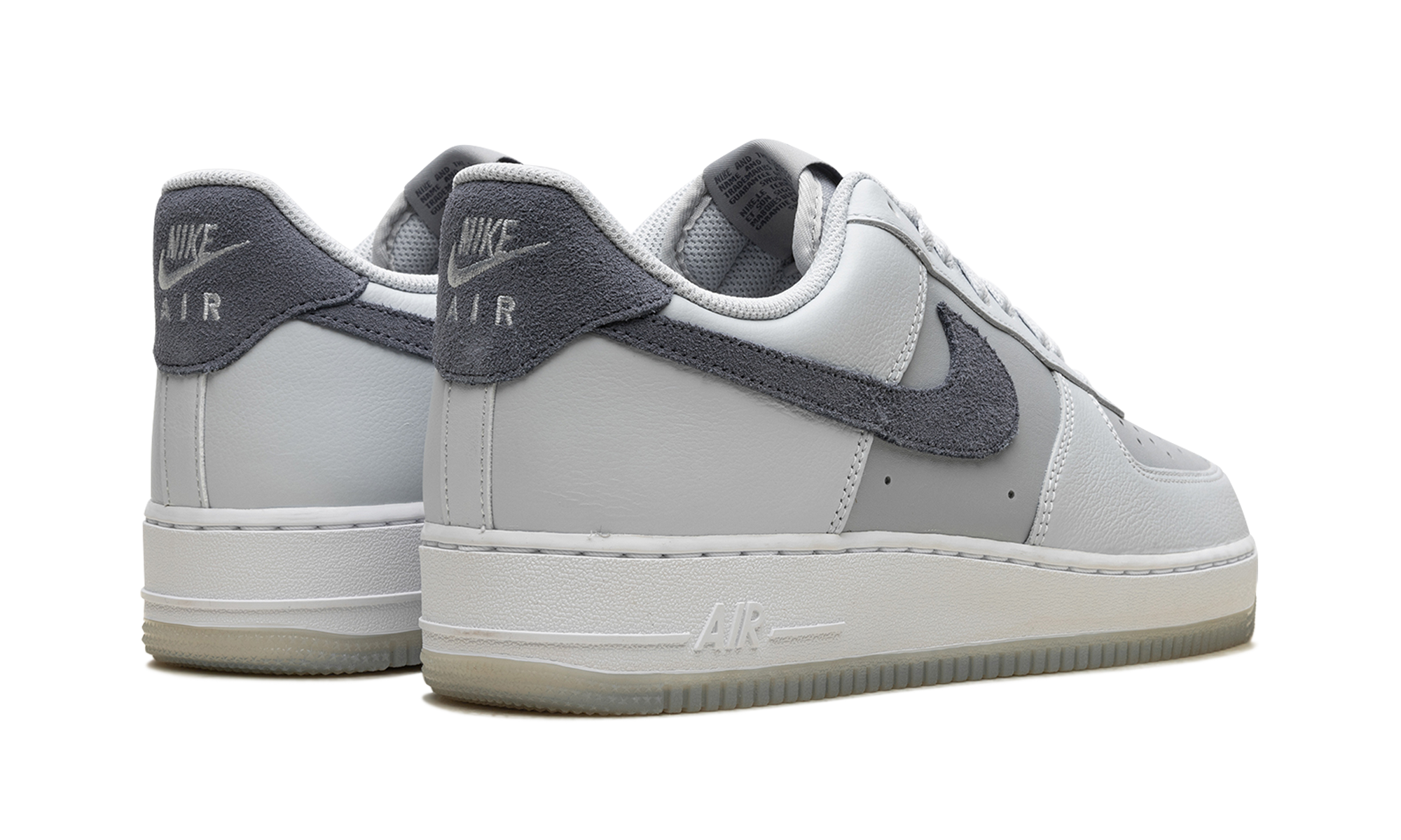 nike air force 1 07 lv8 pure platinum light carbon+FJ4170-001+diagnol right behind view