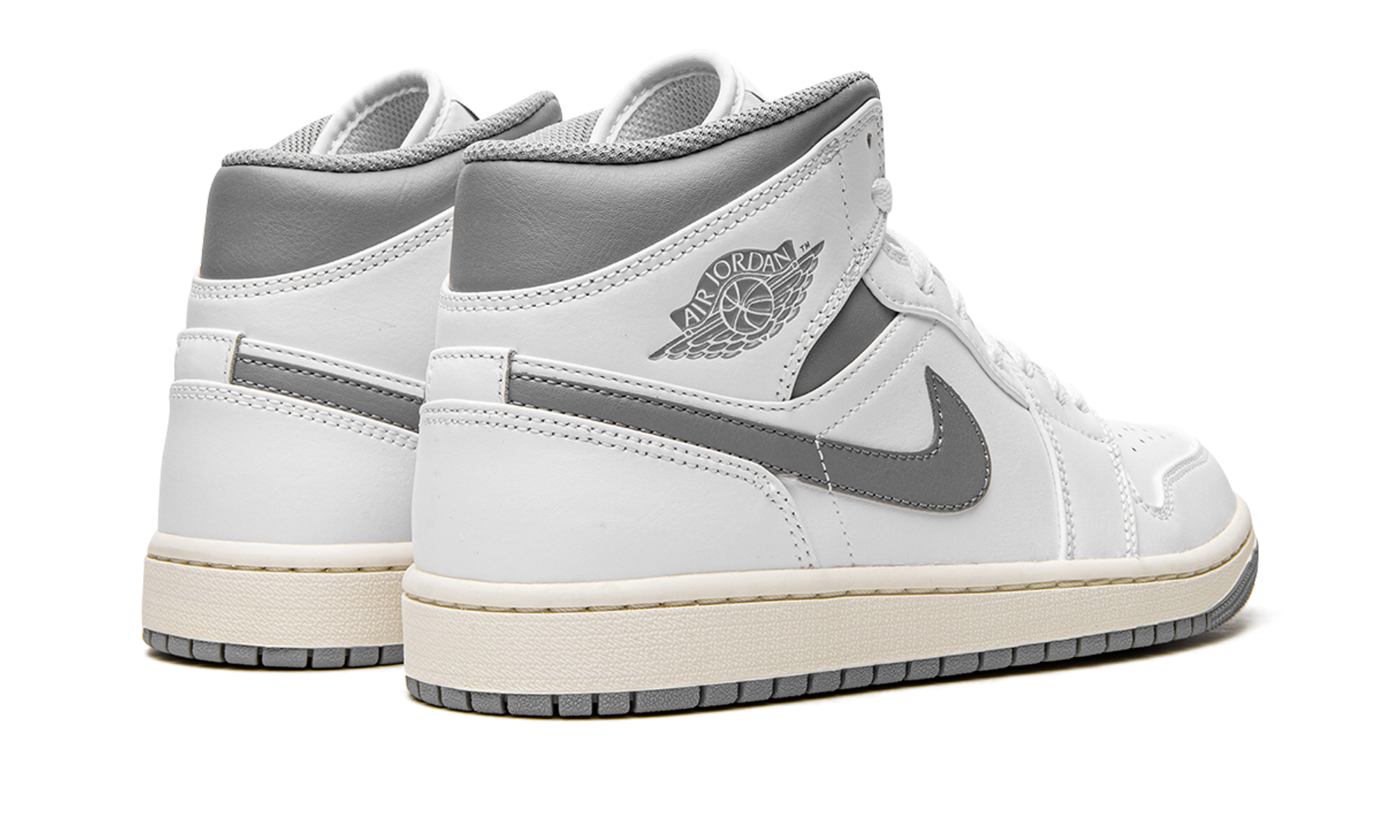 air jordan 1 mid neutral grey+554724-135+diagnol right behind view