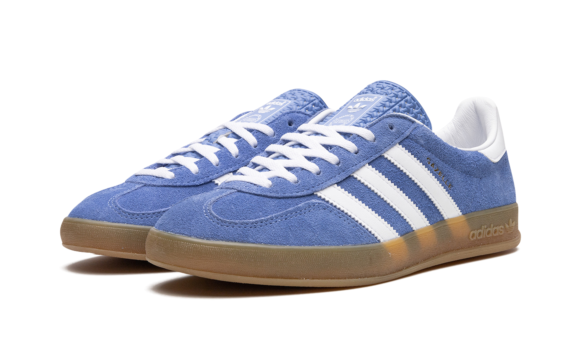 adidas gazelle indoor blue fusion gum women s+HQ8717+diagnol left view
